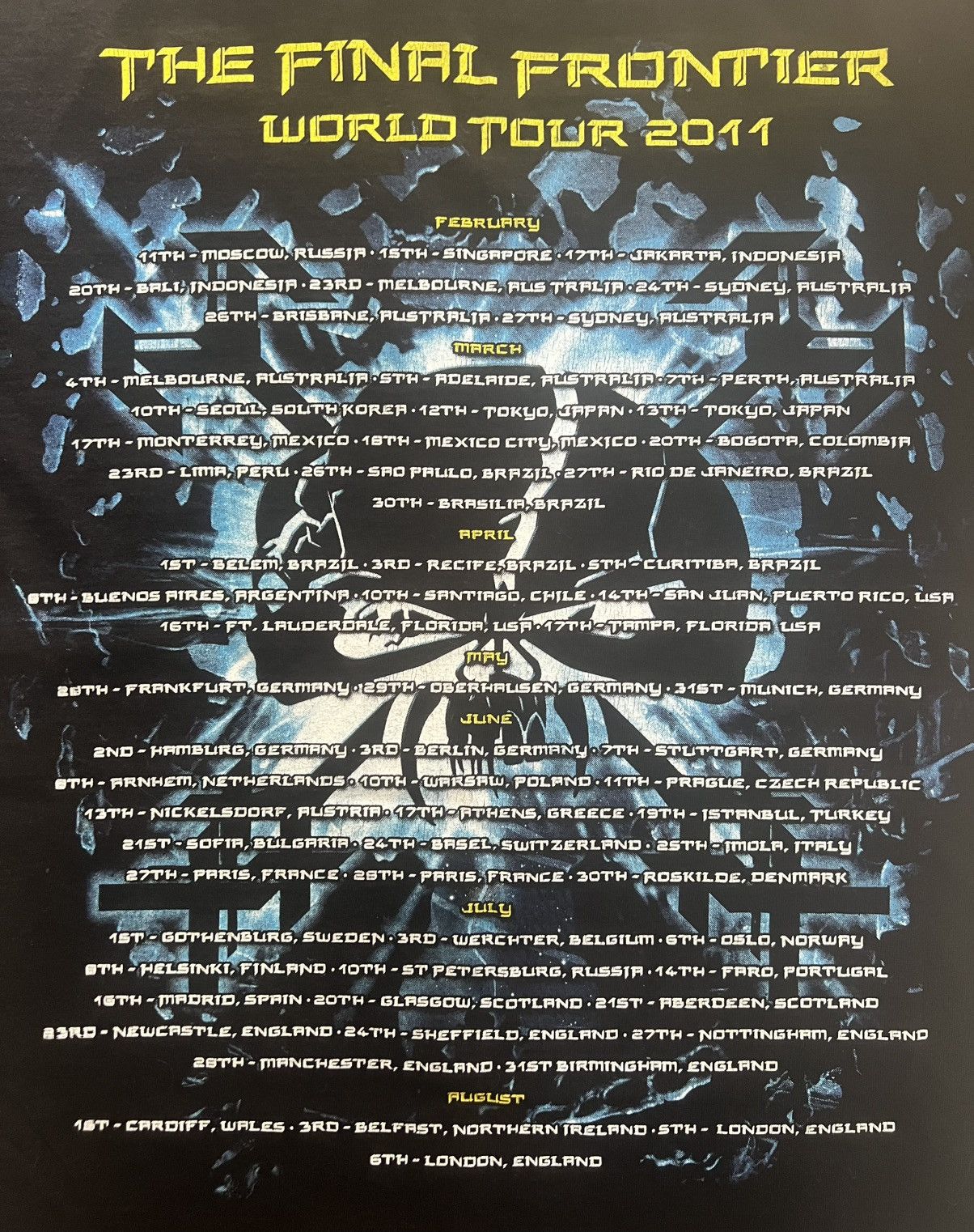 Band Tees Vintage Iron Maiden The Final Frontier World Tour 2011 Size US M / EU 48-50 / 2 - 7 Thumbnail
