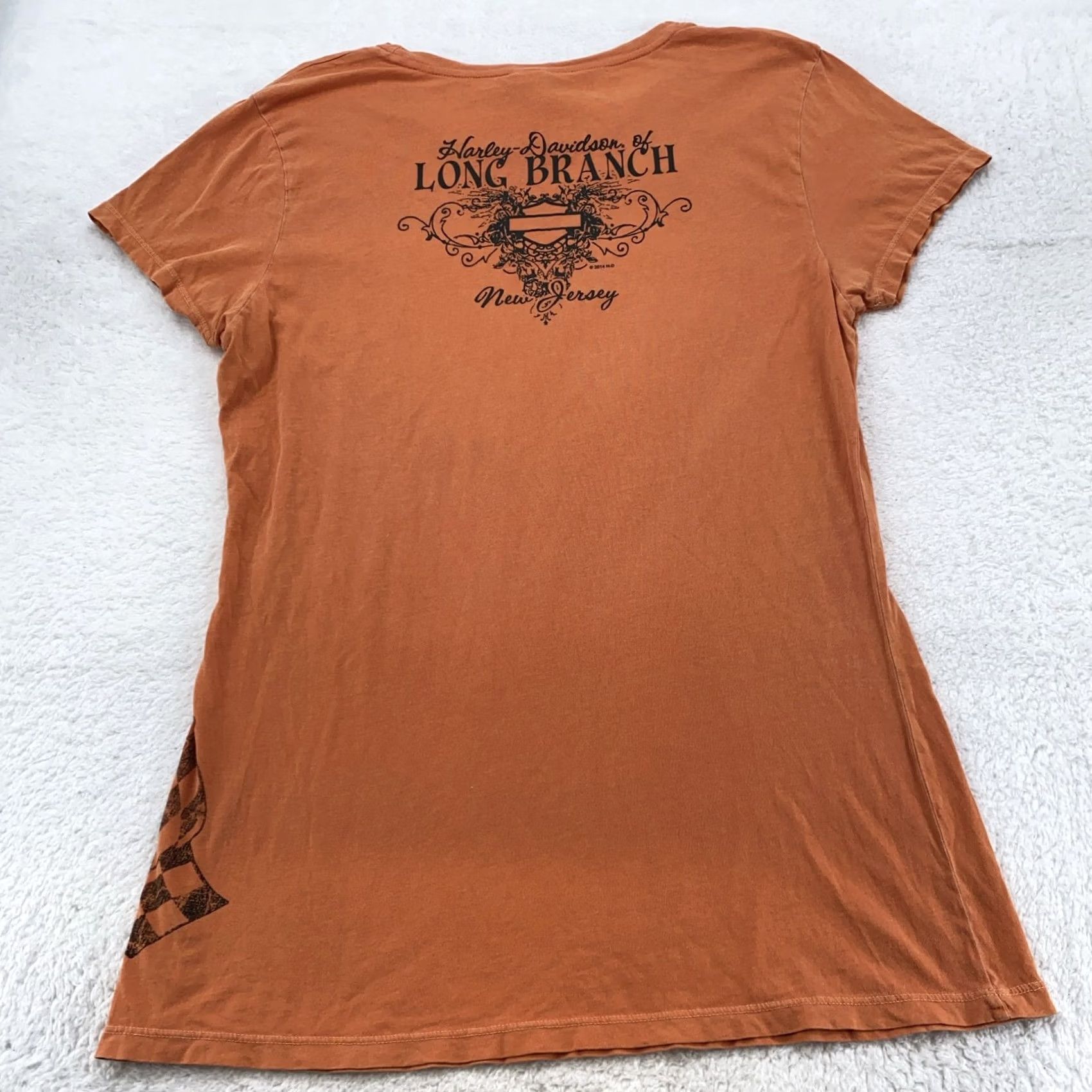 Harley Davidson Harley-Davidson Shirt S/M Women Orange T-Shirt Short Sleeve Scoop Neck Motorcycle Biker Classic Patriotic 100% Cotton Size S / US 4 / IT 40 - 6 Thumbnail