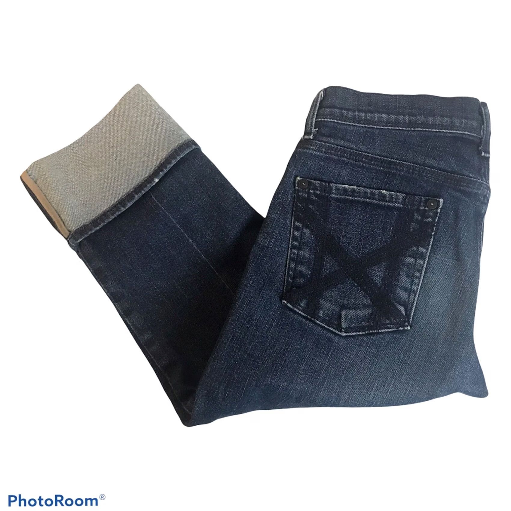 7 For All Mankind VINTAGE? 7 For All Mankind Jeans Mia Crop Womens 27 Distressed Embroidered Blue USA Crop Cuffed 20in Inseam Slim Stretch Belt Loops 5-Pocket Denim Size 27" / US 4 / IT 40 - 6 Thumbnail