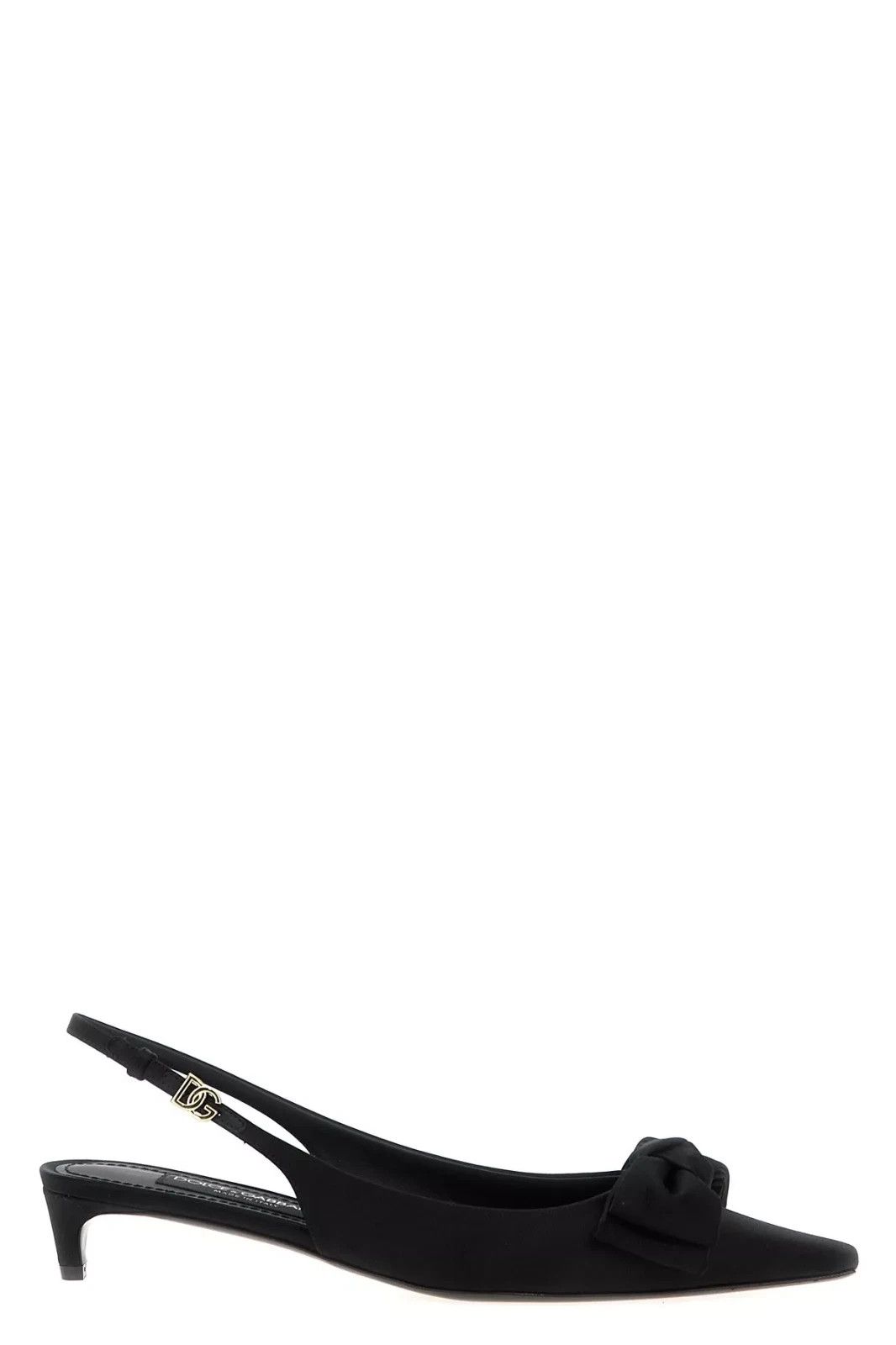 D&G Mun Bow Black Satin 30mm Slingback Pumps