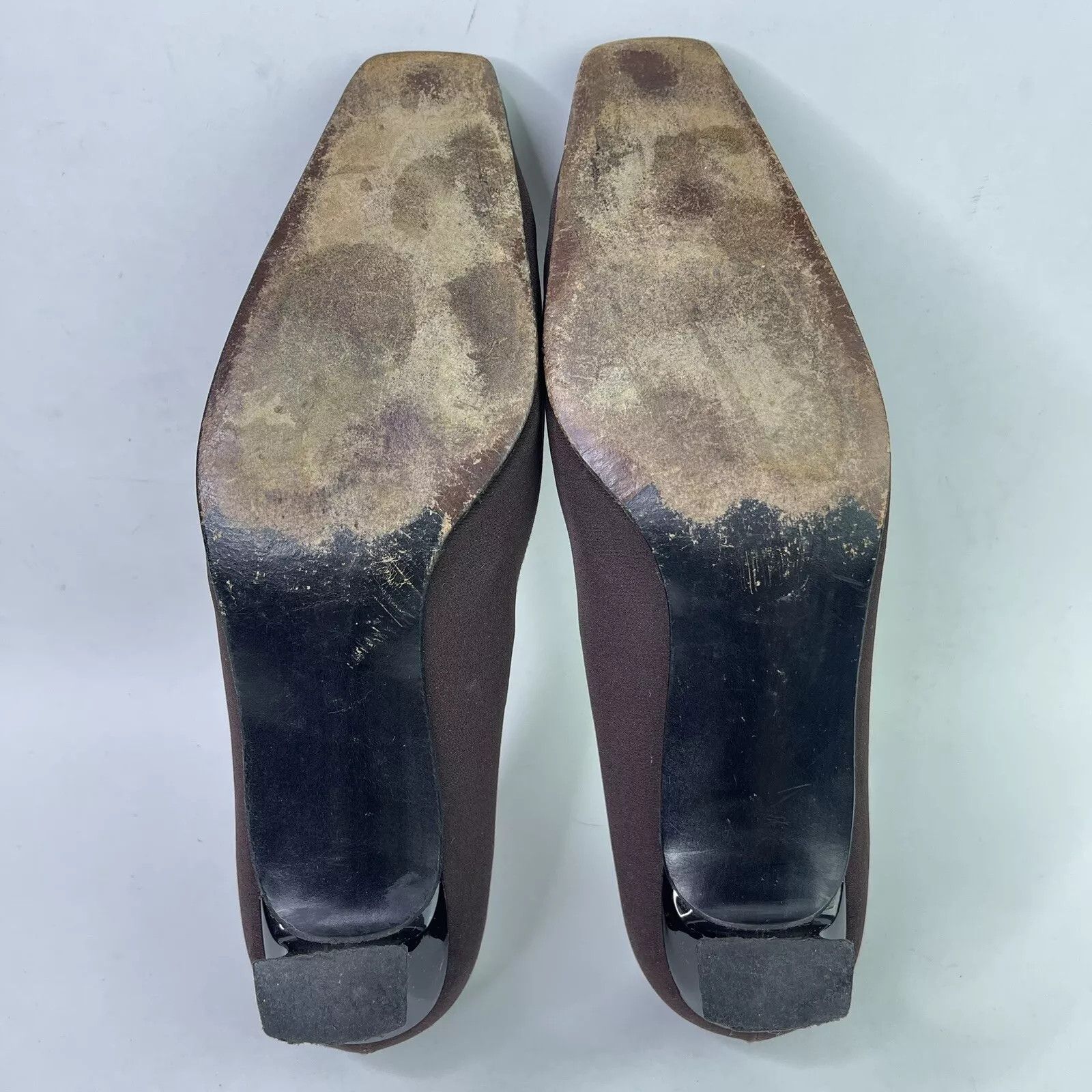 Stuart Weitzman Stuart Weitzman Brown Fabric Pumps Low Black Patent Heels Size US 9.5 / IT 39.5 - 7 Thumbnail