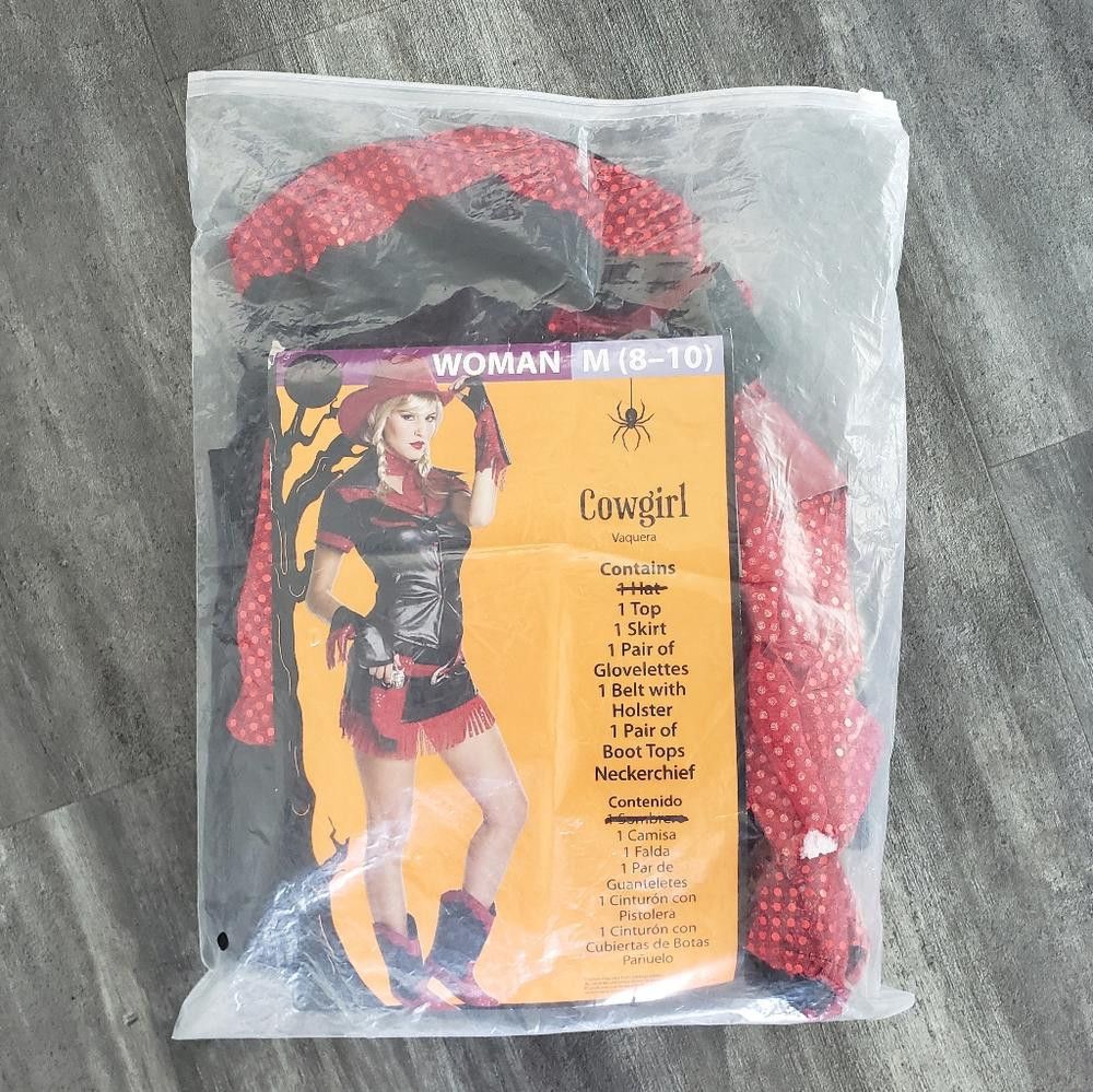 Designer Black Red Cowgirl Adult Costume Size ONE SIZE - 7 Thumbnail