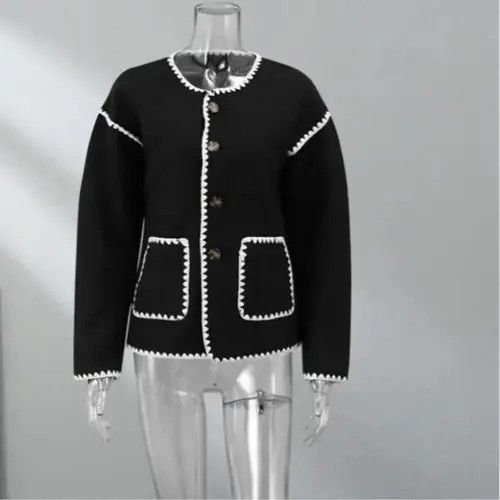 Japanese Brand × Vintage Chic Pocket Patchwork Knitting Crop Jackets Size ONE SIZE - 3 Thumbnail