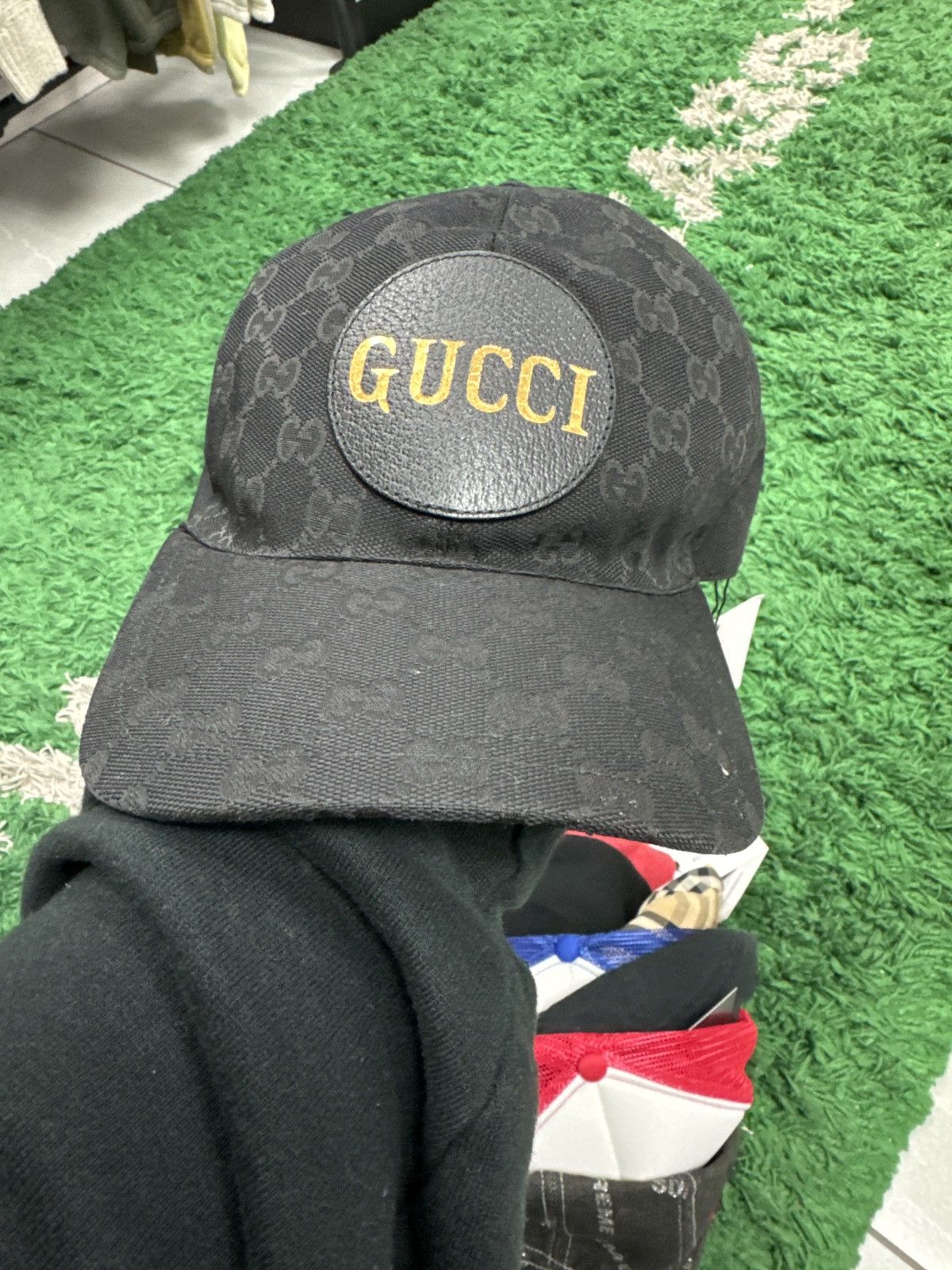 image of Gucci Black Monogram Trucker, Men's