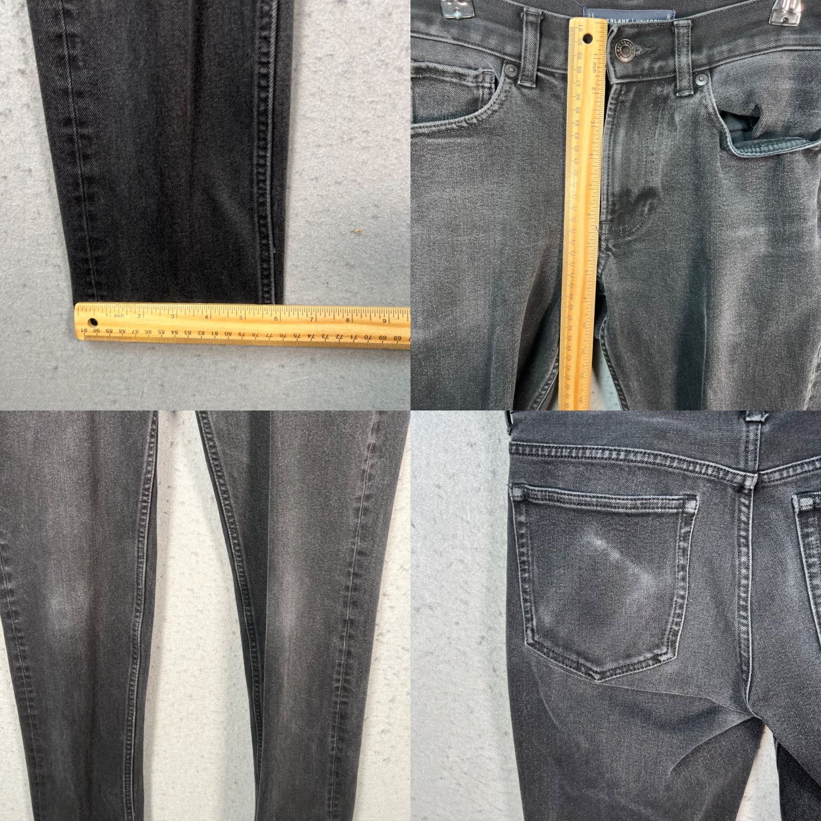 Everlane Everlane Uniform Jeans Mens 28x30 Black Skinny Denim Cotton Blend Stretch 5-Pocket Slim Regular Modernist Jeans Mens Slim Black 28W 28Inseam Size US 28 / EU 44 - 8 Thumbnail