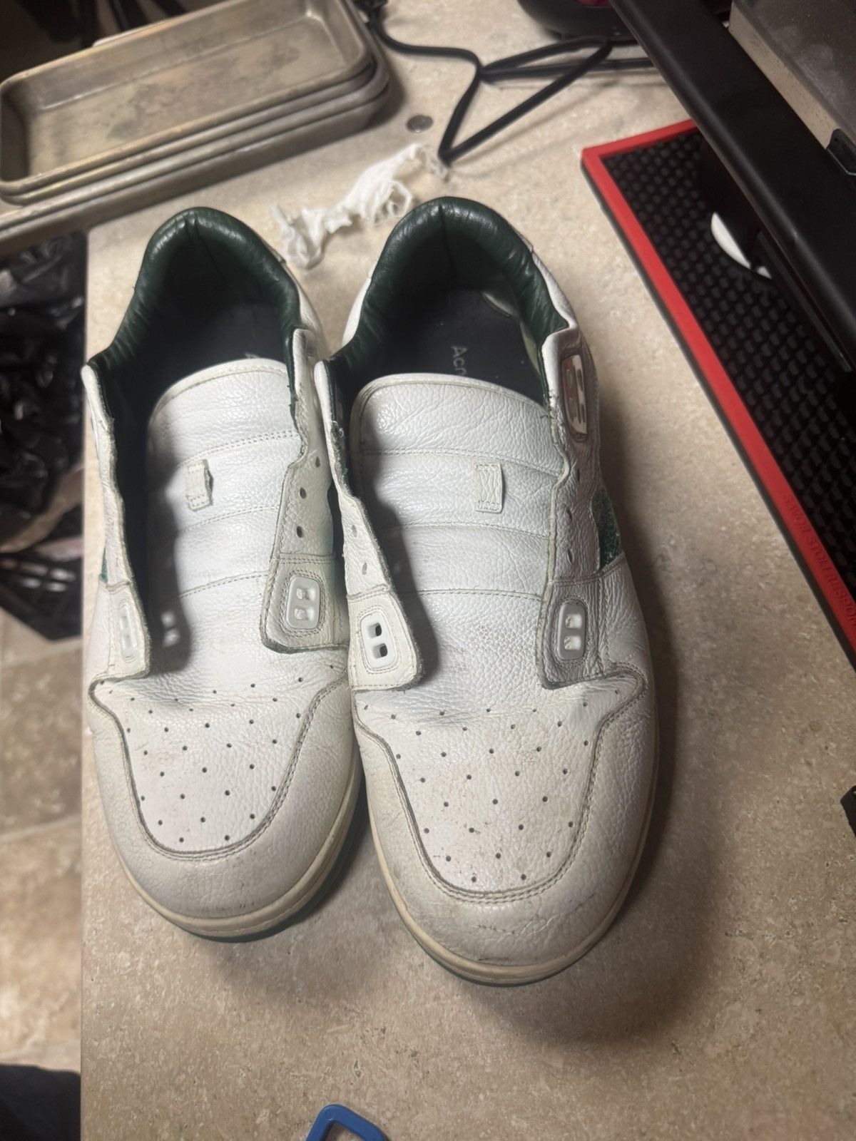 Acne Studios Acne Studios LowTop Pop Sneakers - Size 45 - White/Green Size US 12 / EU 45 - 6 Thumbnail