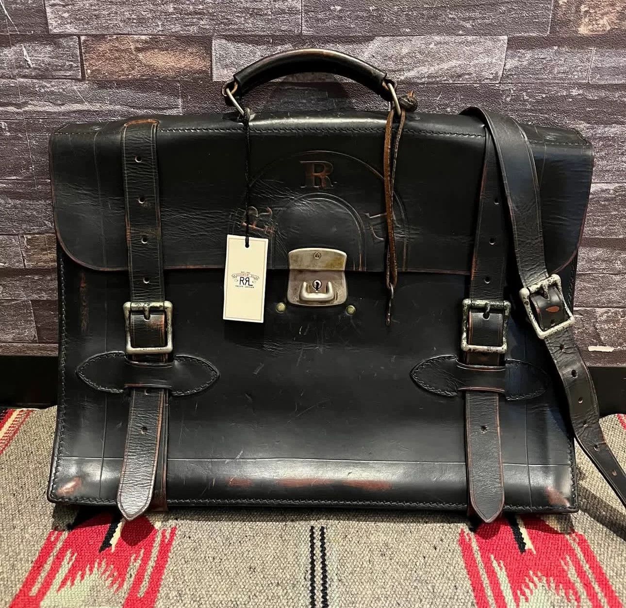 RRL Ralph Lauren RRL Italian Vintage Distressed Leather Briefcase Size ONE SIZE - 1 Thumbnail