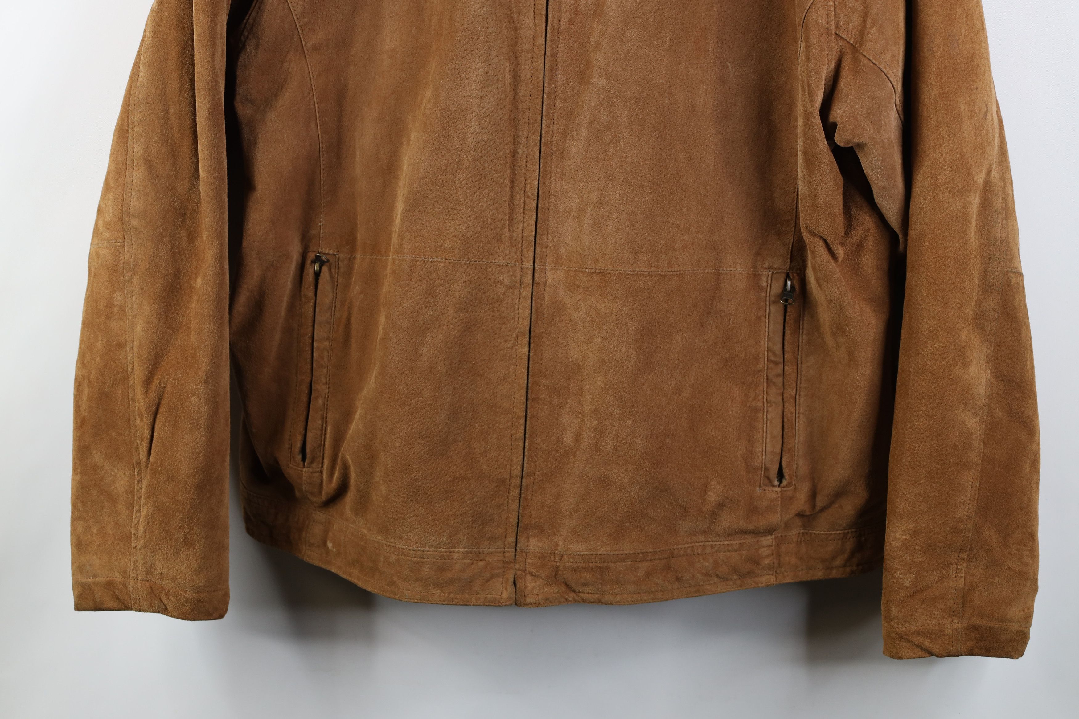 Vintage Vintage 90s Streetwear Lined Suede Leather Full Zip Jacket Size US L / EU 52-54 / 3 - 3 Thumbnail