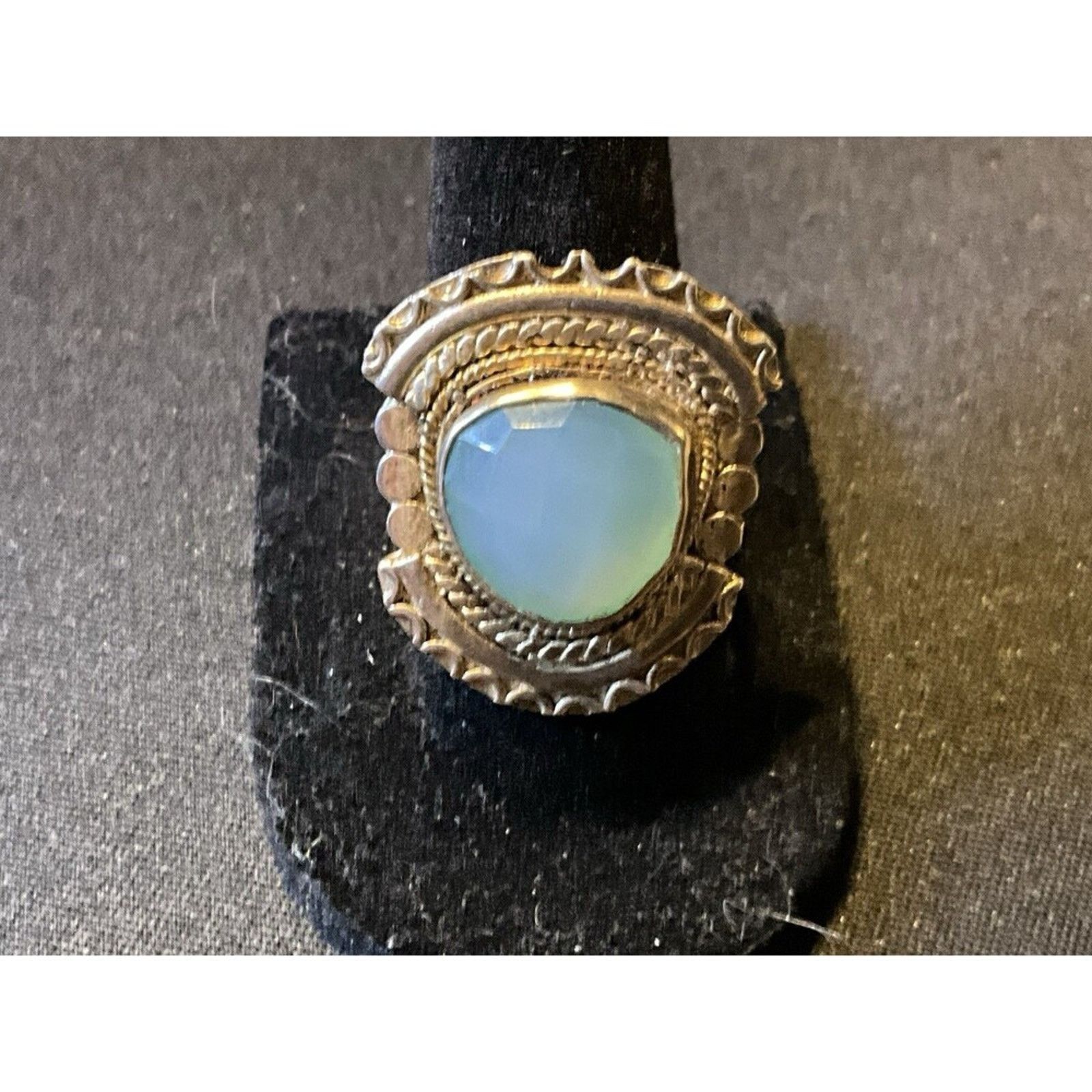 Other Tested as 925 Silver Aqua Chalcedony Faceted Cut Size 8 Size ONE SIZE - 2 Thumbnail