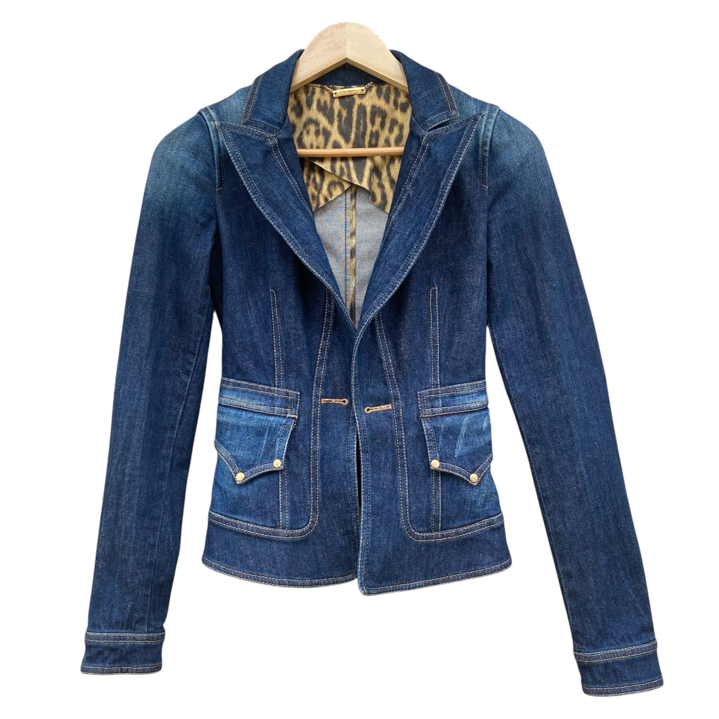 Roberto Cavalli Vintage Roberto Cavalli denim jacket with gold hardware Size XS / US 0-2 / IT 36-38 - 1 Thumbnail