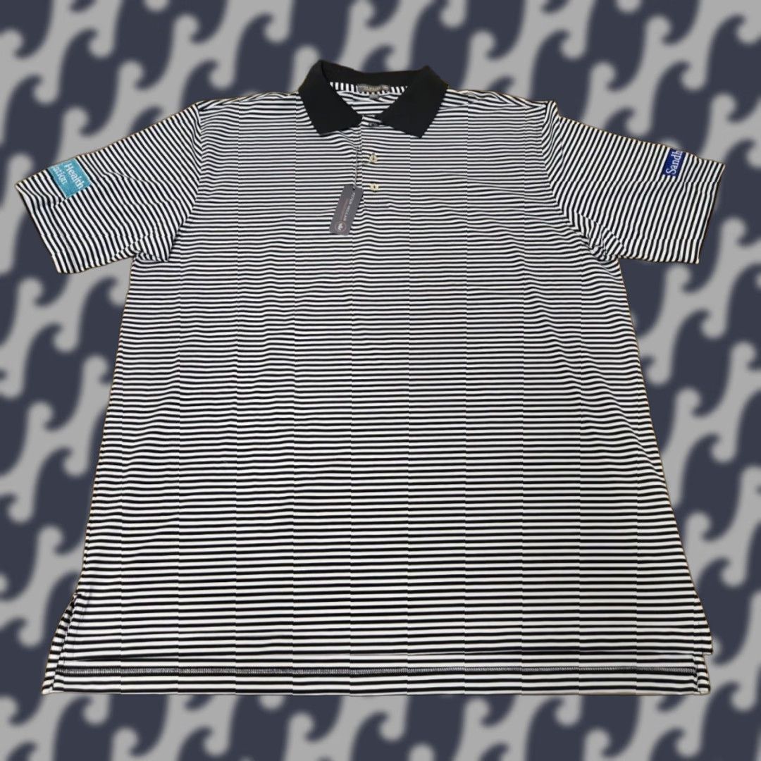 Peter Millar VINTAGE Peter Millar Golf Shirt Polo Summer Comfort Striped XL Black White Size US XL / EU 56 / 4 - 1 Thumbnail