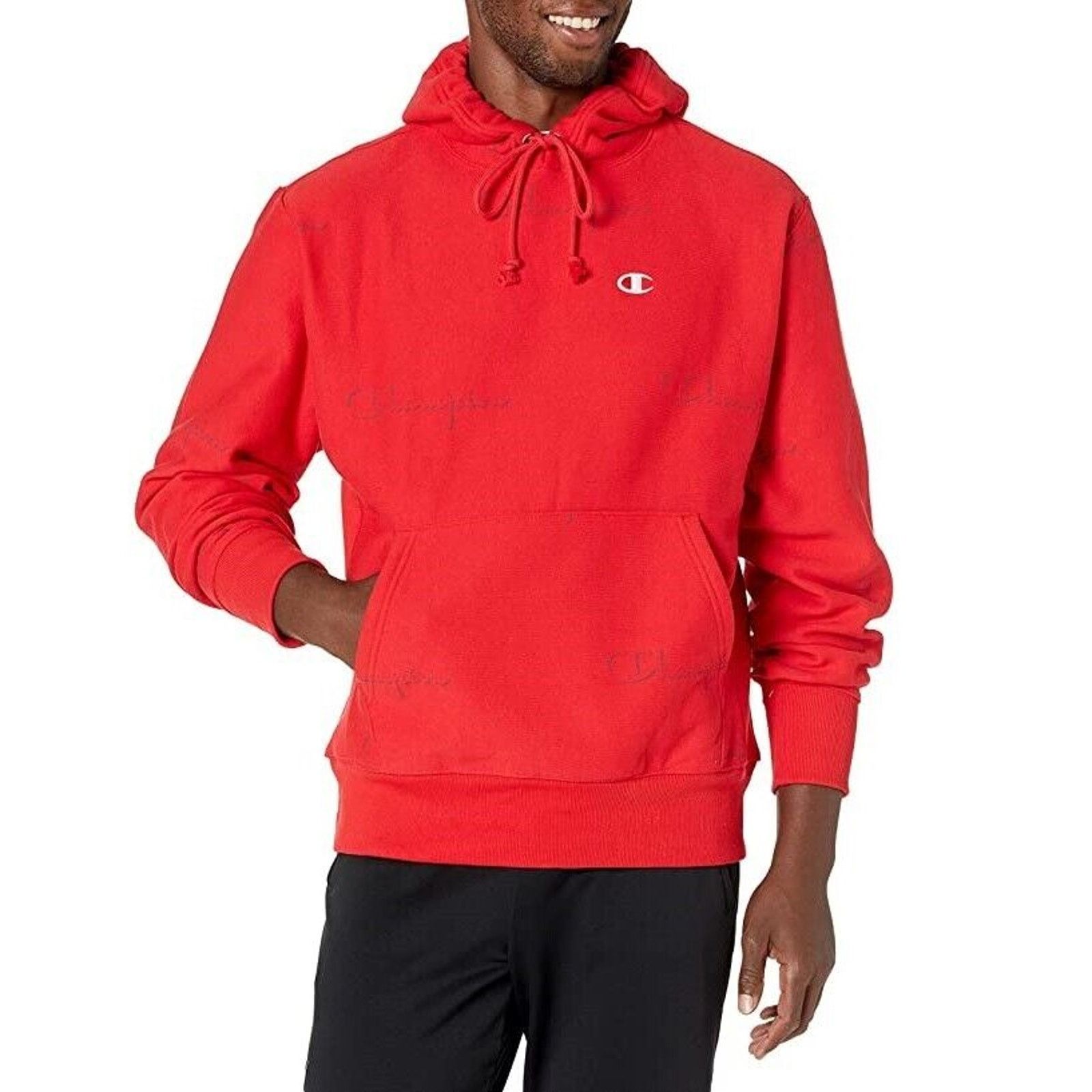 Champion Champion Men's Shadow Red Weave All Over Logo Hoodie Size L Size US L / EU 52-54 / 3 - 1 Thumbnail