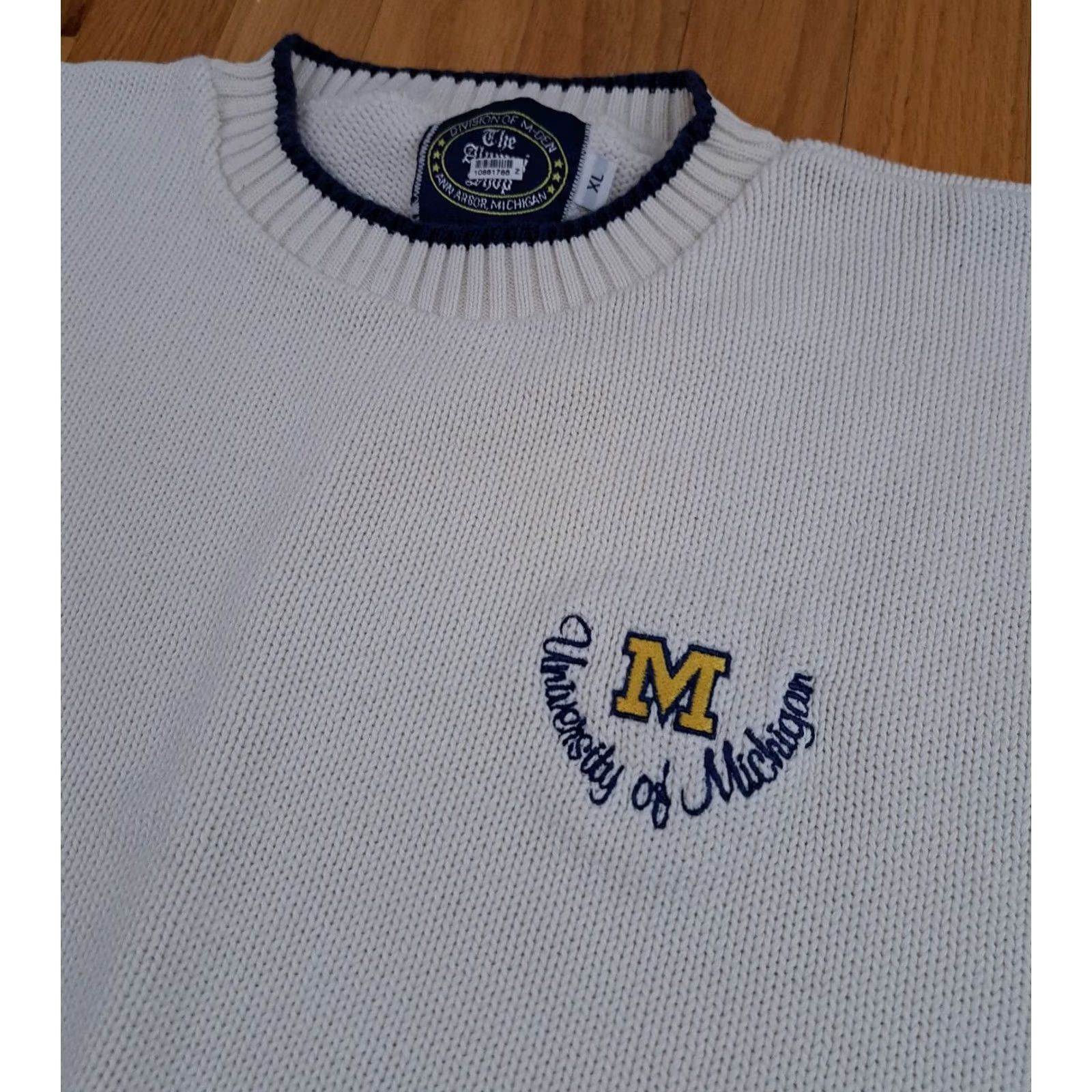 Vintage VINTAGE University of Michigan Sweater XL White Cable Knit Embroidered the alumni shop Size US XL / EU 56 / 4 - 2 Thumbnail