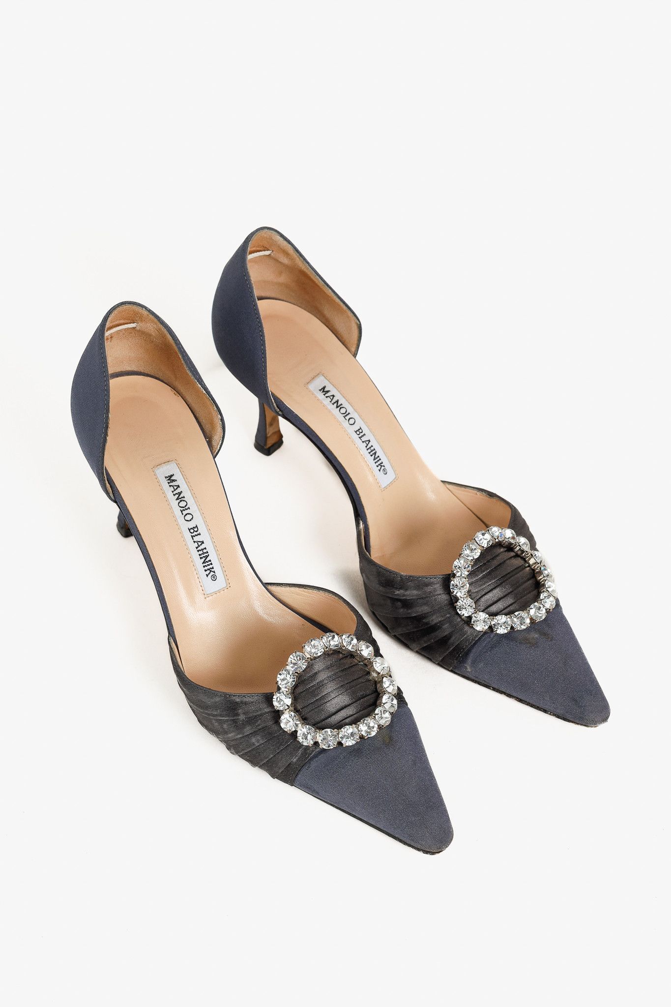 Manolo Blahnik Manolo Blahnik Sedara Satin Crystal-Embellished Pumps Size US 7.5 / IT 37.5 - 1 Thumbnail