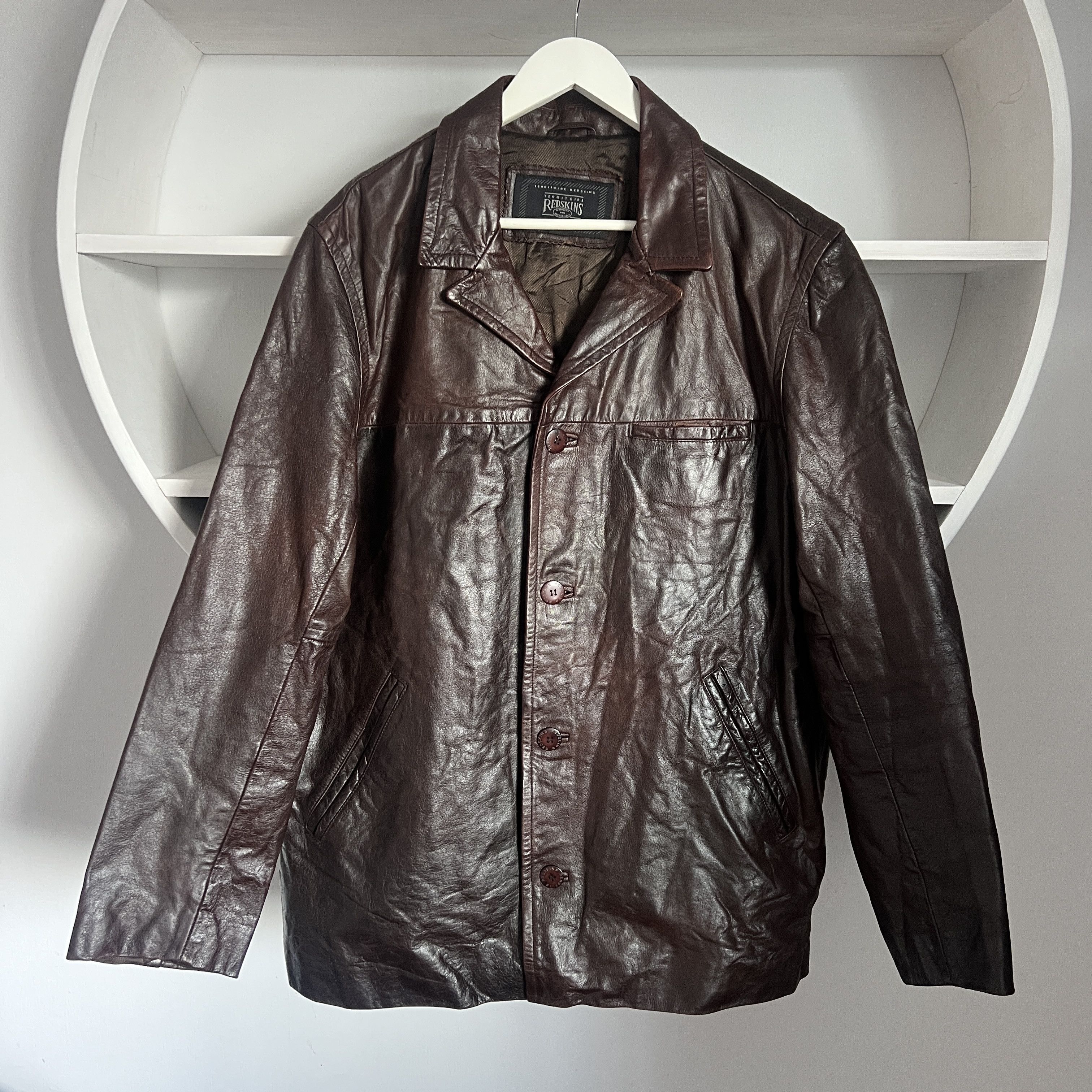 Johnson Motors × NFL Men's REDSKINS 100% Leather Brown Jacket Size XL Size US XL / EU 56 / 4 - 1 Thumbnail