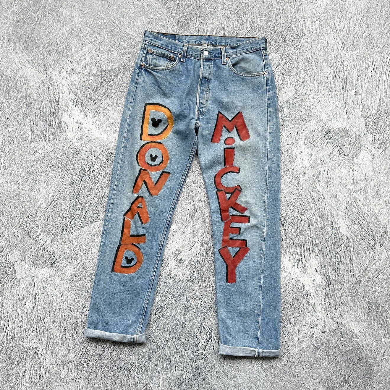 Levi's Men’s Levi’s 501 (Donald Mickey) Custom Made In USA Blue Size US 34 / EU 50 - 1 Thumbnail