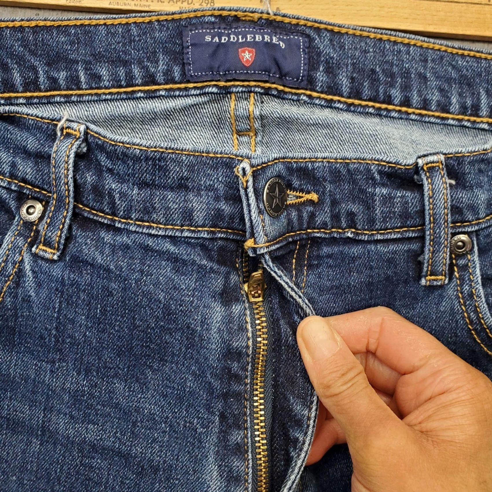 Doublet Saddlebred Mens Jeans 34x32 Blue Denim Straight Leg 5-Pocket Whiskered Double Stitch Vintage Size 34 Mens Size US 34 / EU 50 - 7 Thumbnail
