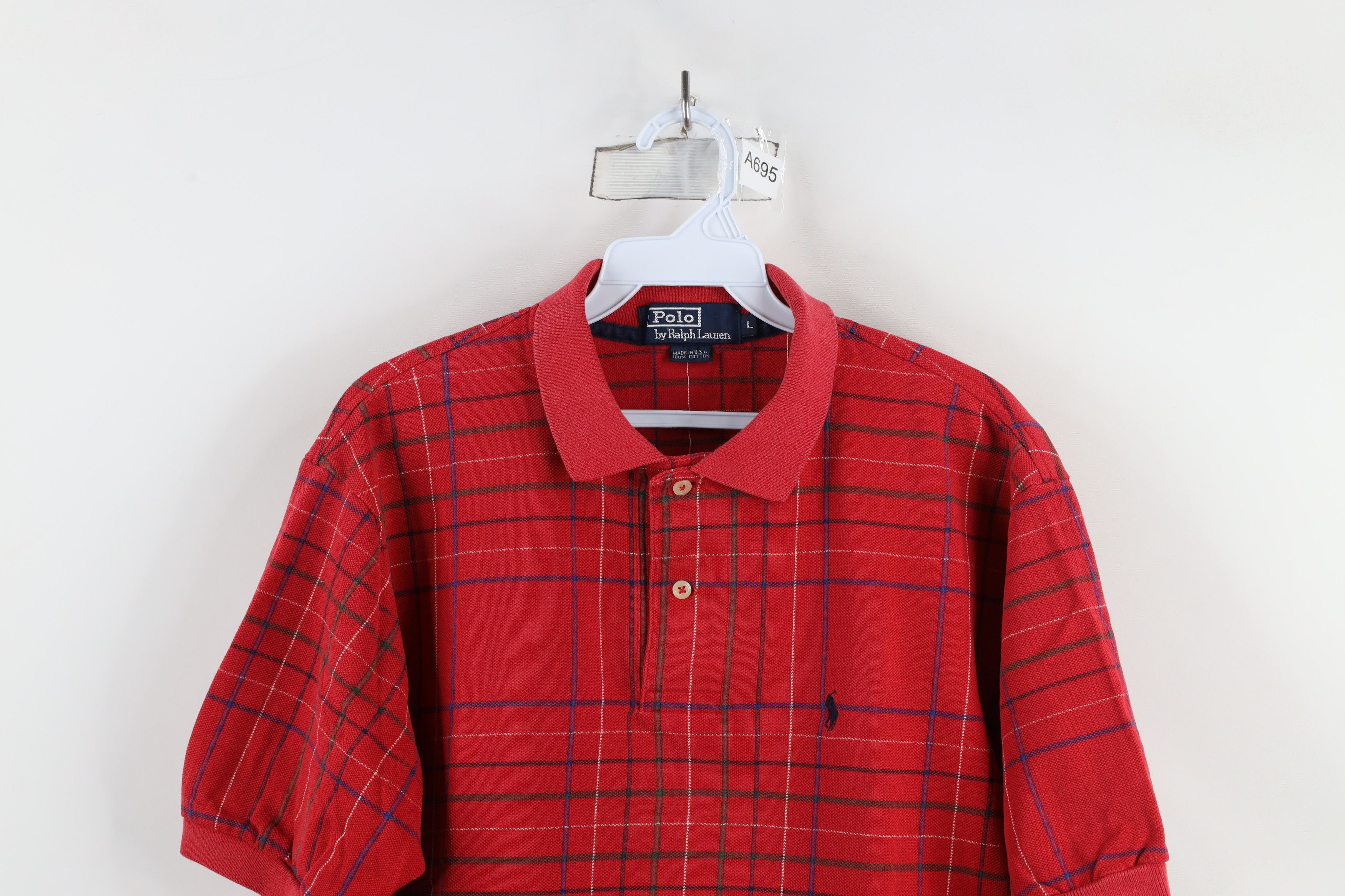 Ralph Lauren × Vintage Vintage 90s Ralph Lauren Short Sleeve Polo Shirt Plaid USA Size US L / EU 52-54 / 3 - 2 Thumbnail