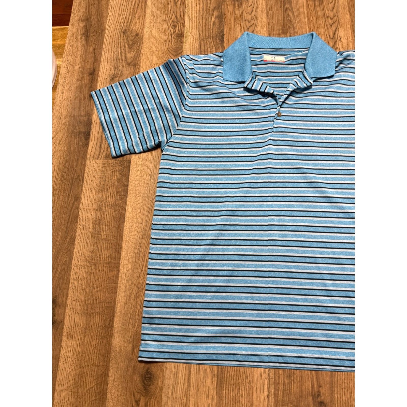 Vintage Grand Slam Shirt Polo Button Up Short Sleeve Striped Blue Medium Mens Regular Size M Size US M / EU 48-50 / 2 - 3 Thumbnail