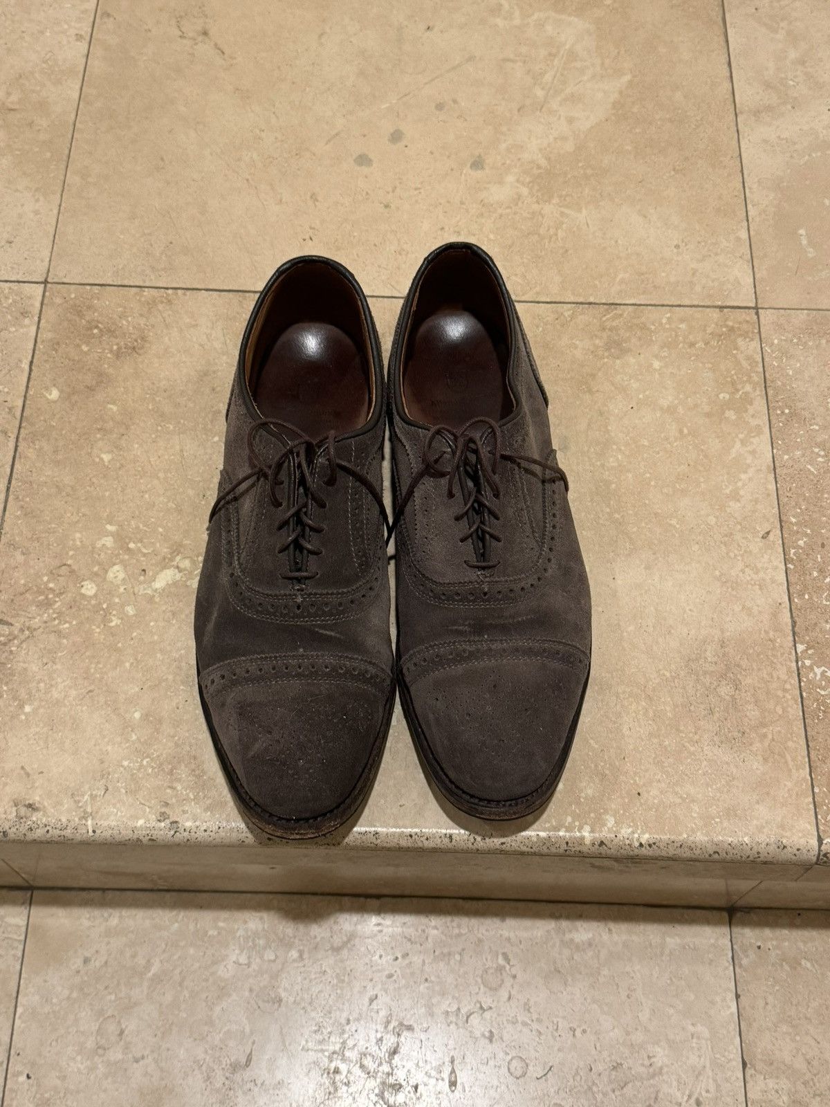 Allen Edmonds Allen Edmonds grey suede Strandmok cap toe oxfords Size US 12 / EU 45 - 1 Thumbnail