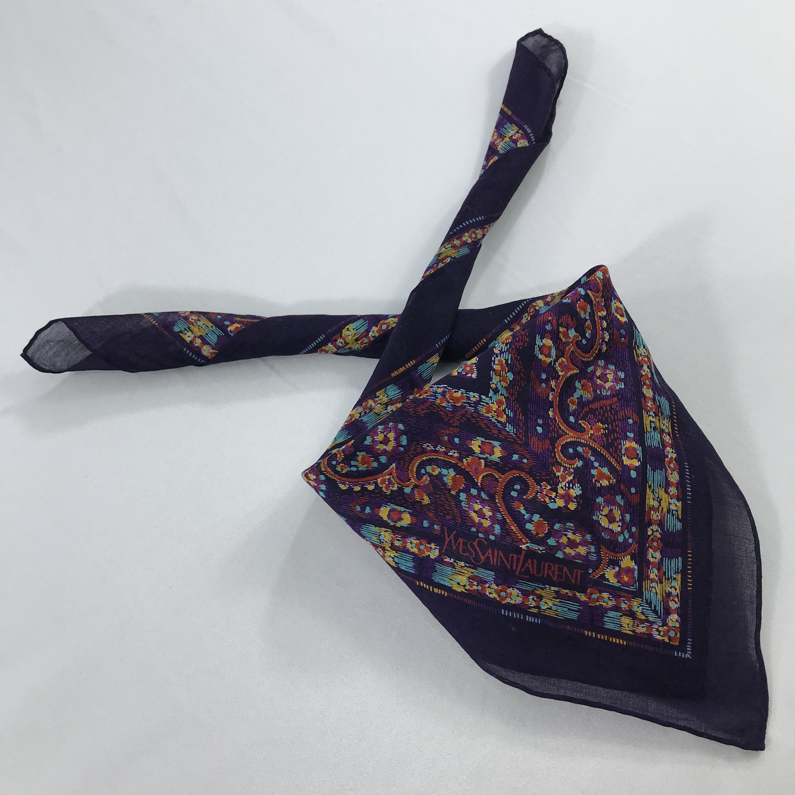 Vintage × Yves Saint Laurent Yves Saint Laurent Bandana /Handkerchief/Neckerchief -S2377 Size ONE SIZE - 4 Thumbnail