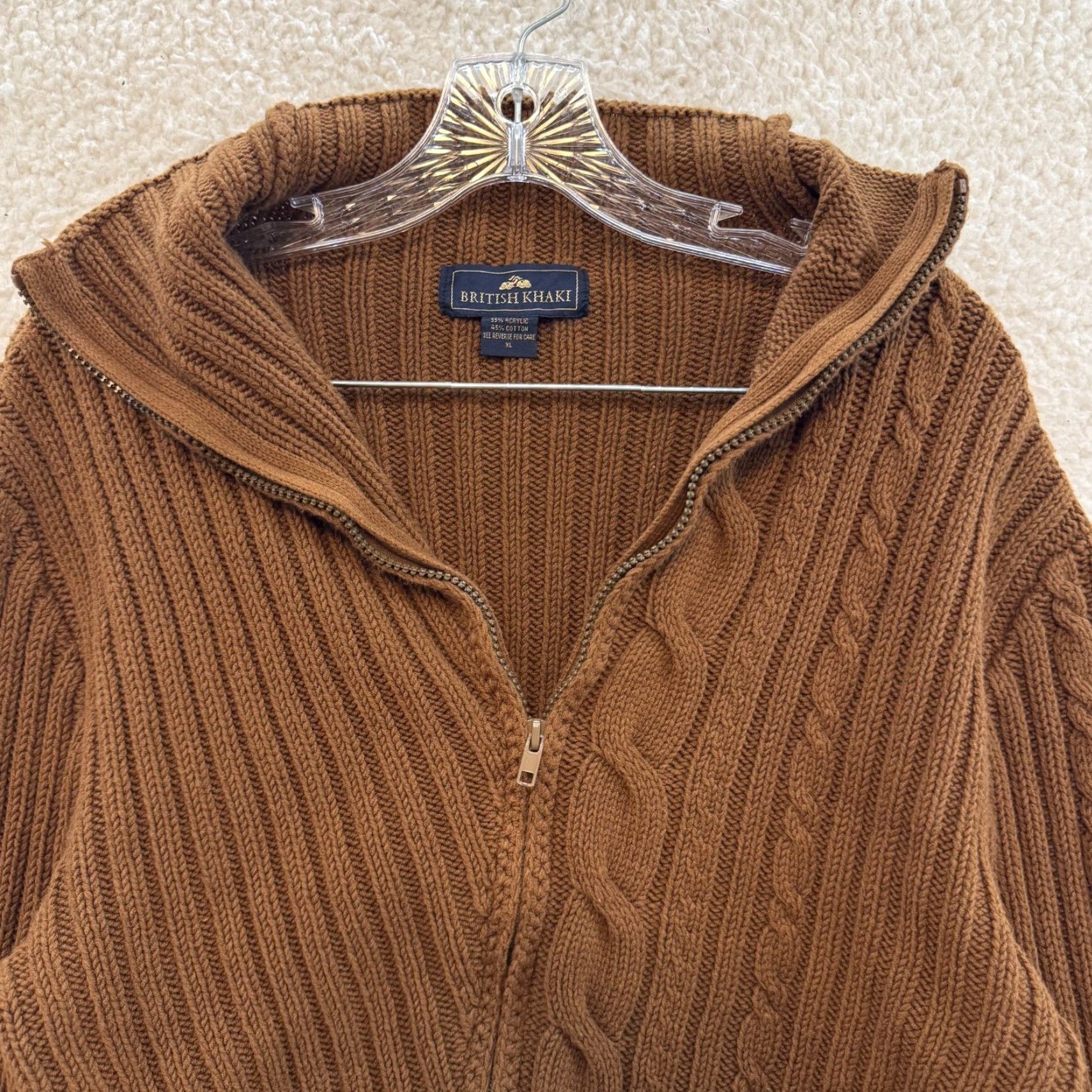 Vintage VINTAGE Full Zip Sweater XL Womens Brown Chunky Cable Knit Mens Womens? Size XL / US 12-14 / IT 48-50 - 3 Thumbnail