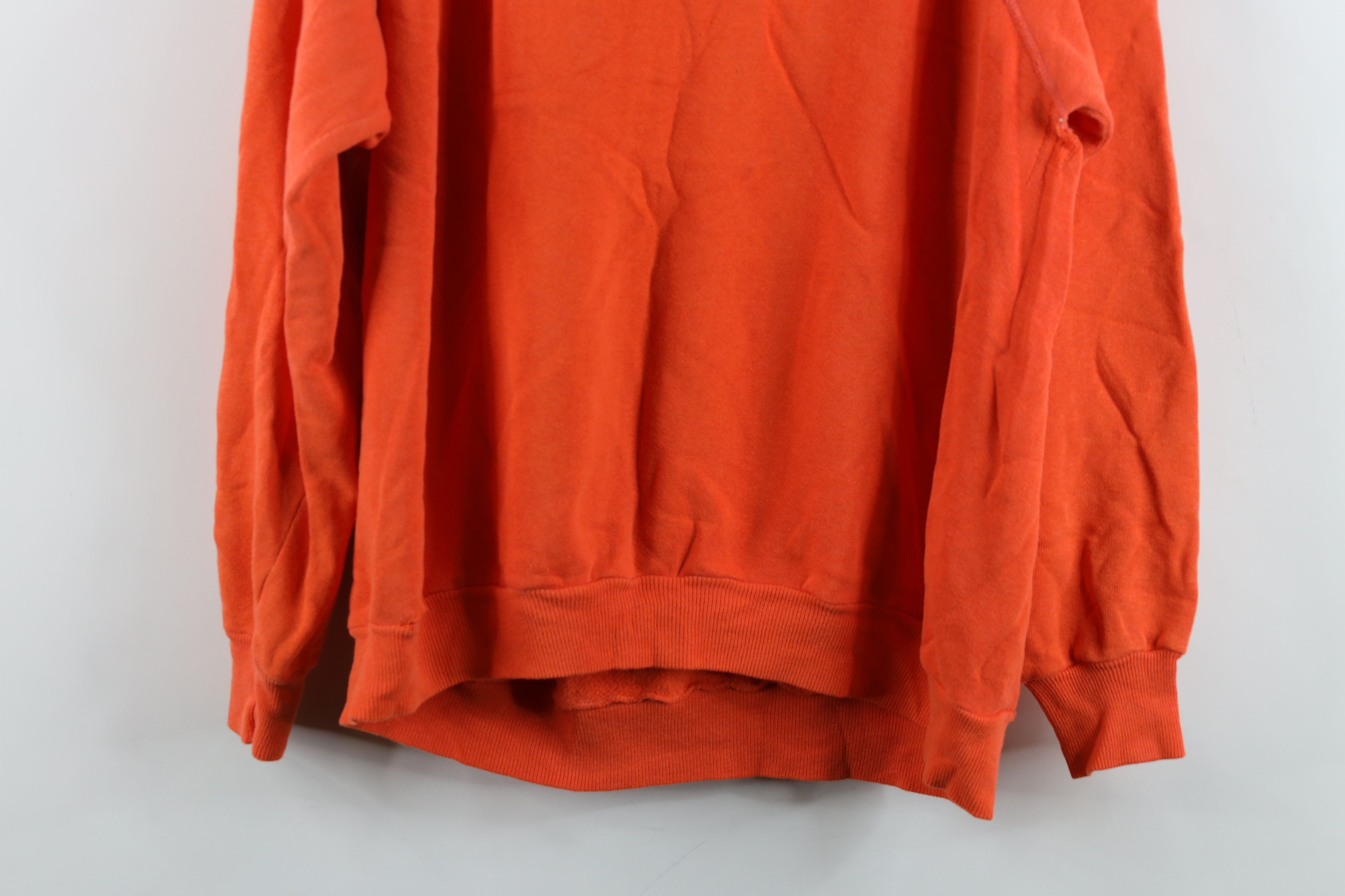 Vintage Vintage 70s Streetwear Blank Crewneck Sweatshirt Orange USA Size US XL / EU 56 / 4 - 15 Thumbnail