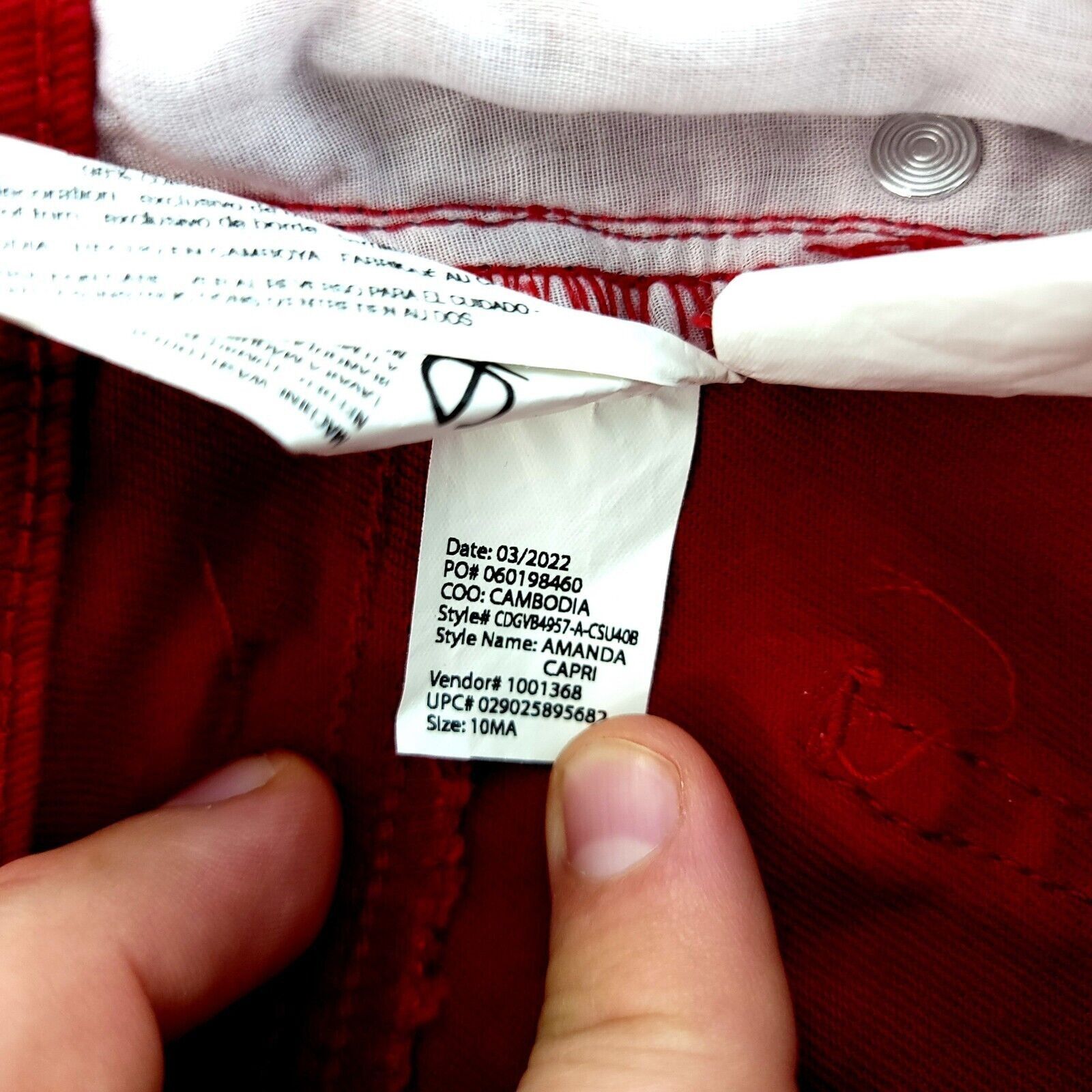 Gloria Vanderbilt Gloria Vanderbilt Red Roll-Up Capri Denim High Rise Jeans Am Size 32" / US 10 / IT 46 - 9 Thumbnail