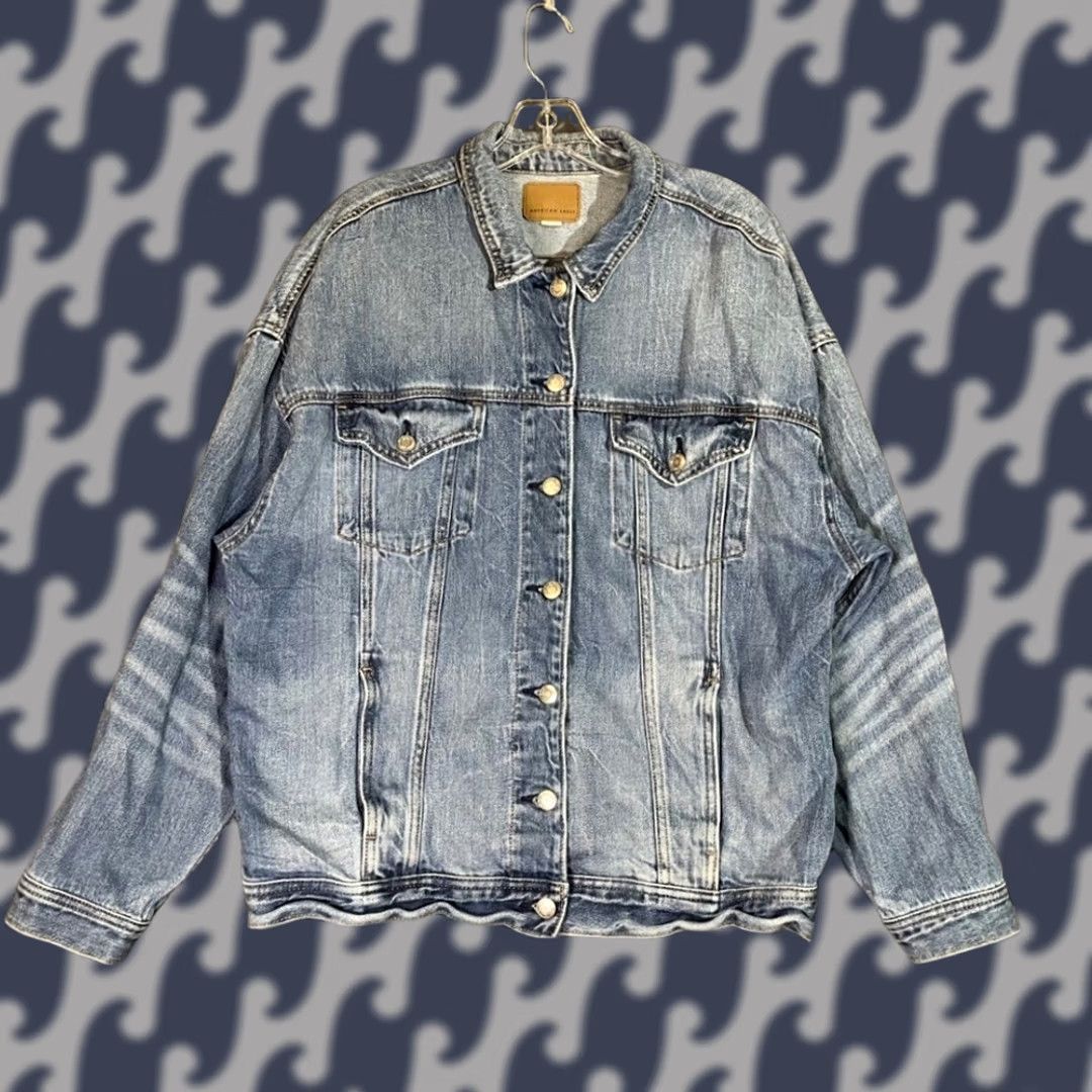 Vintage American Eagle Blue Light Wash Button Up Denim Jean Jacket Men Large Size L Size 36" / US 14 / IT 50 - 1 Thumbnail