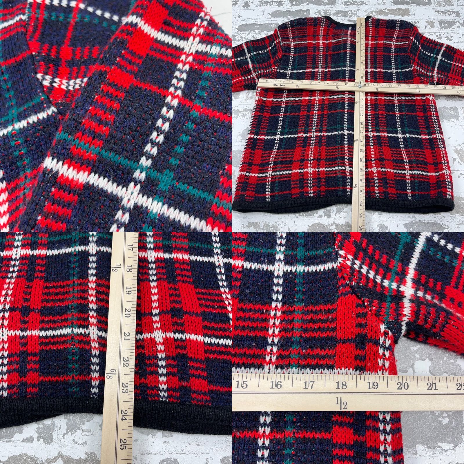 Vintage VINTAGE Crystal Kobe Sweater Women Medium Red Cardigan Jacket Tartan Plaid 90s Size M / US 6-8 / IT 42-44 - 8 Thumbnail