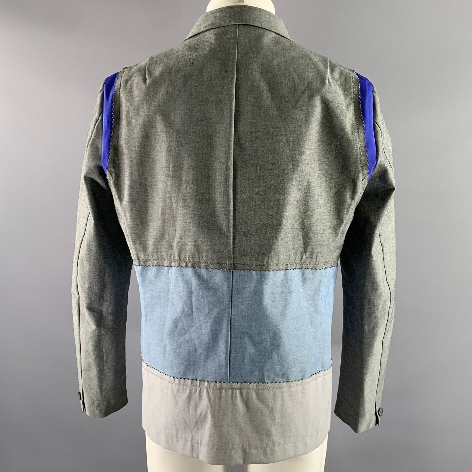 Kolor KOLOR 42 Grey Blue Color Block Cotton Nylon Sport Coat Size 42L - 6 Thumbnail
