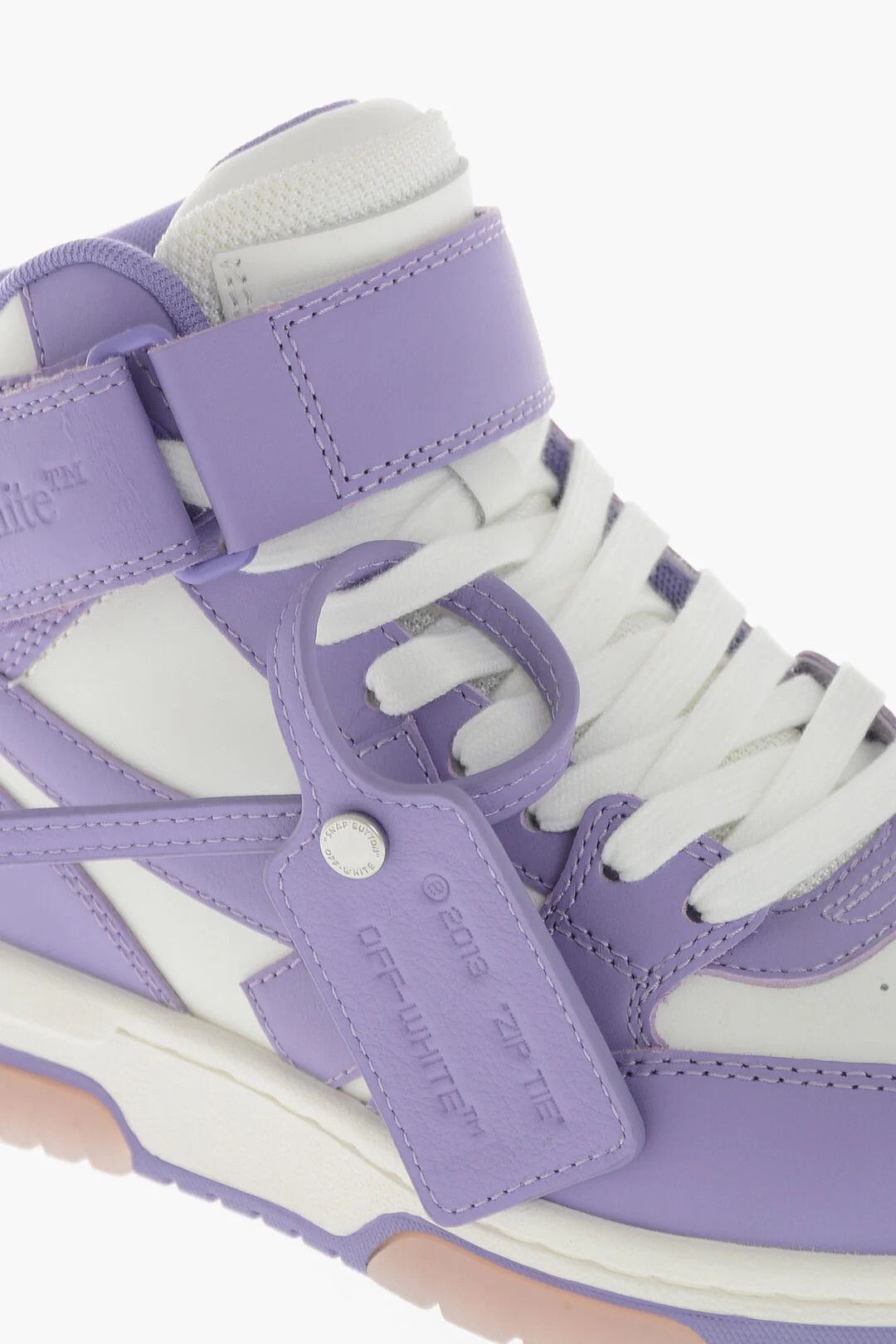 Off-White og1mm0426 Hi-Top Two-Tone Leather Sneakers in White & Purple Size US 8 / IT 38 - 4 Thumbnail