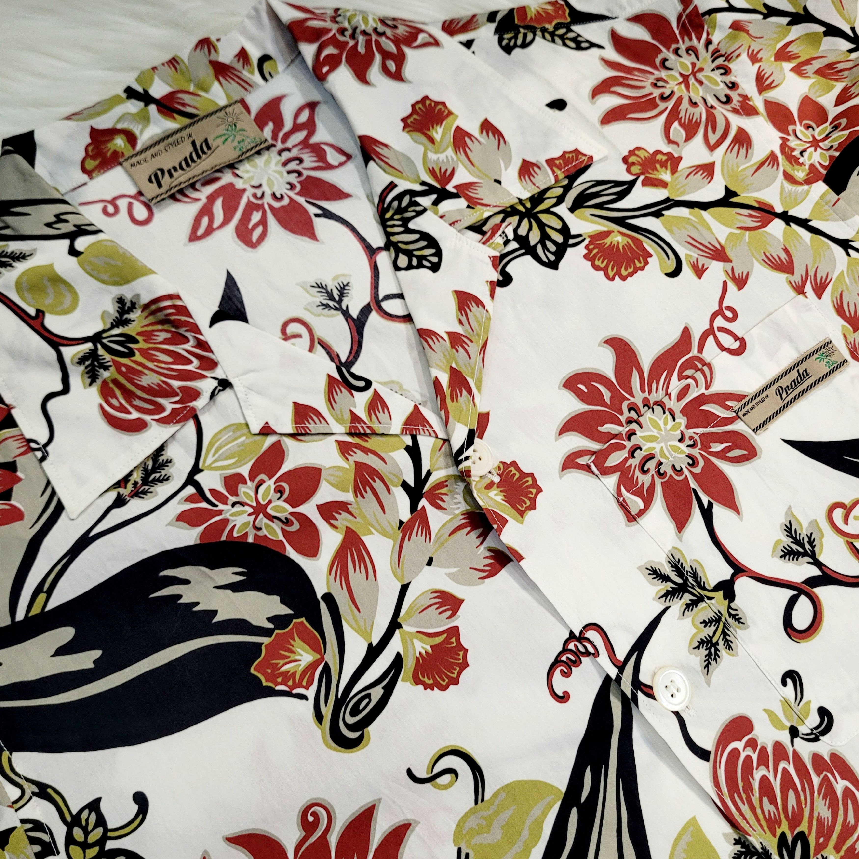 Prada Prada Men's Floral Print Light Cotton Shirt Size US M / EU 48-50 / 2 - 4 Thumbnail