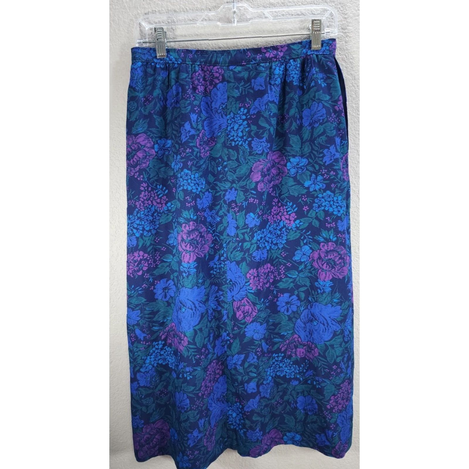 Vintage Vtg Country Sophisticates Skirt Womens Midi Floral Blue Pockets Sz 12 Wool Rayon Button Vintage Yes Confidently Styled Size 34" / US 12 / IT 48 - 5 Thumbnail