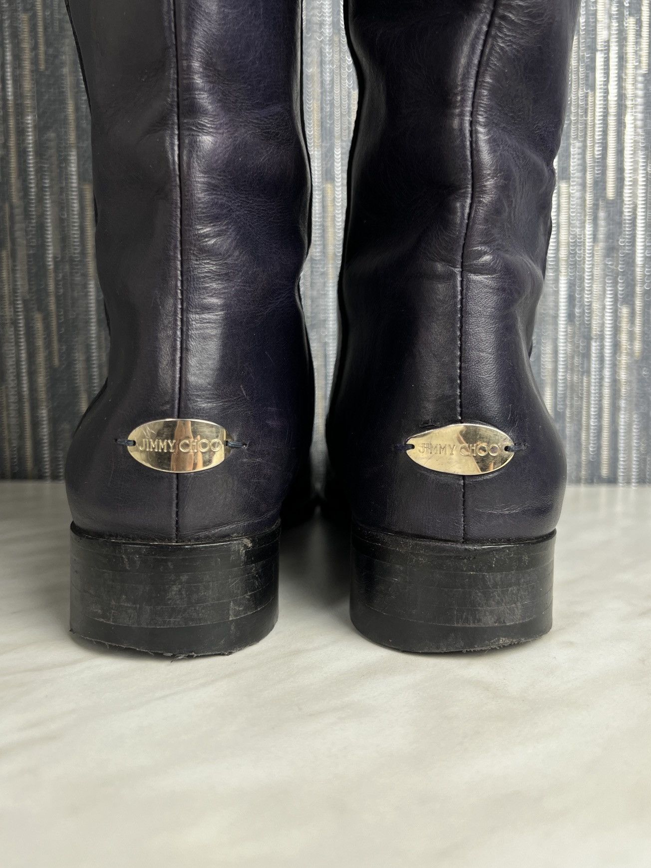 Jimmy Choo Jimmy Choo Purple Leather Knee High Boots (Y0337) Size US 8.5 / IT 38.5 - 9 Thumbnail