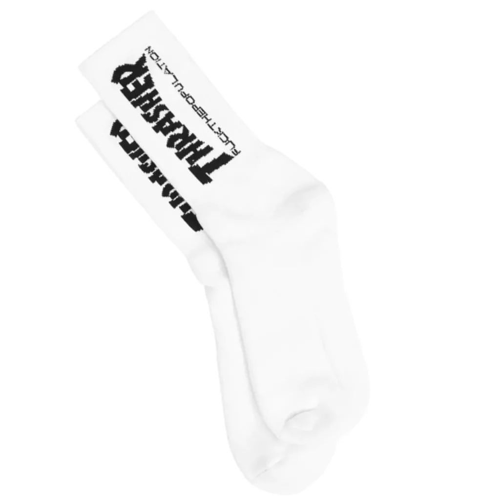 Fuck The Population × Thrasher FTP Thrasher Socks White Size ONE SIZE - 4 Thumbnail