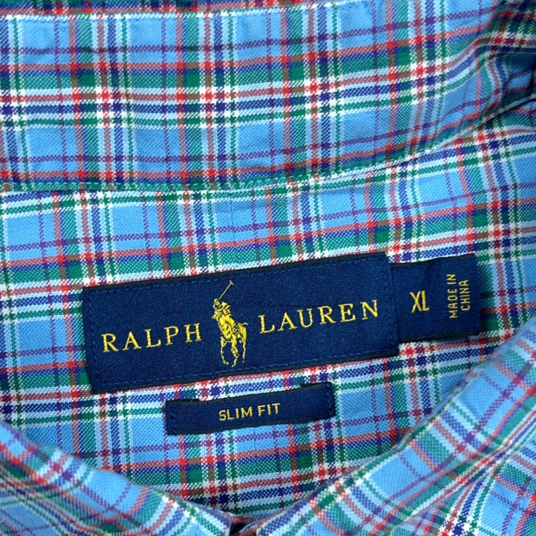 Ralph Lauren Ralph Lauren Oxford Shirt Men XL Slim Fit Blue Plaid Button Up OCBD Preppy Dress Shirt Size 46R - 3 Thumbnail