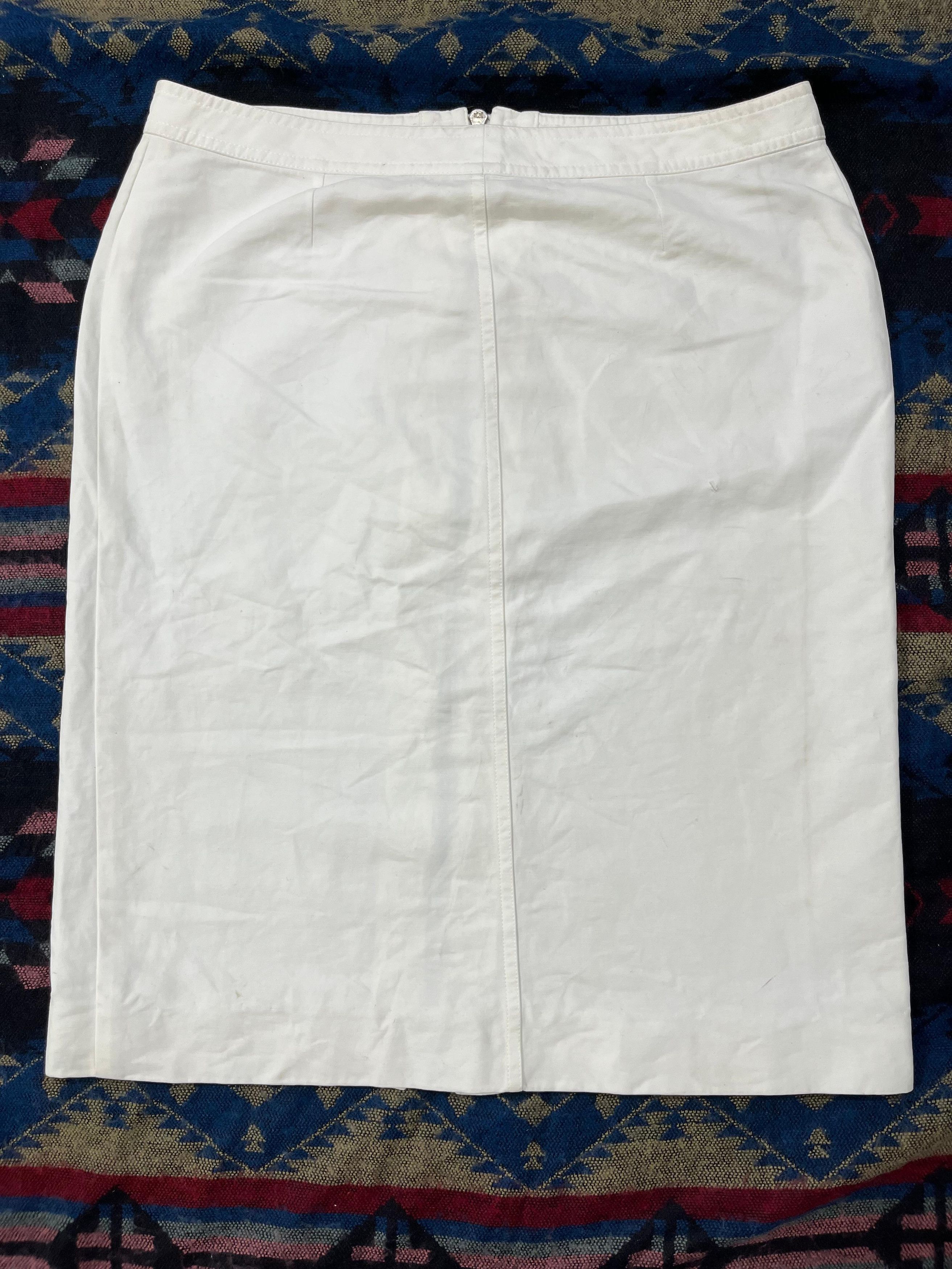 Celine Vintage Celine Double Zipper White Midi Skirt Size 31" - 2 Thumbnail