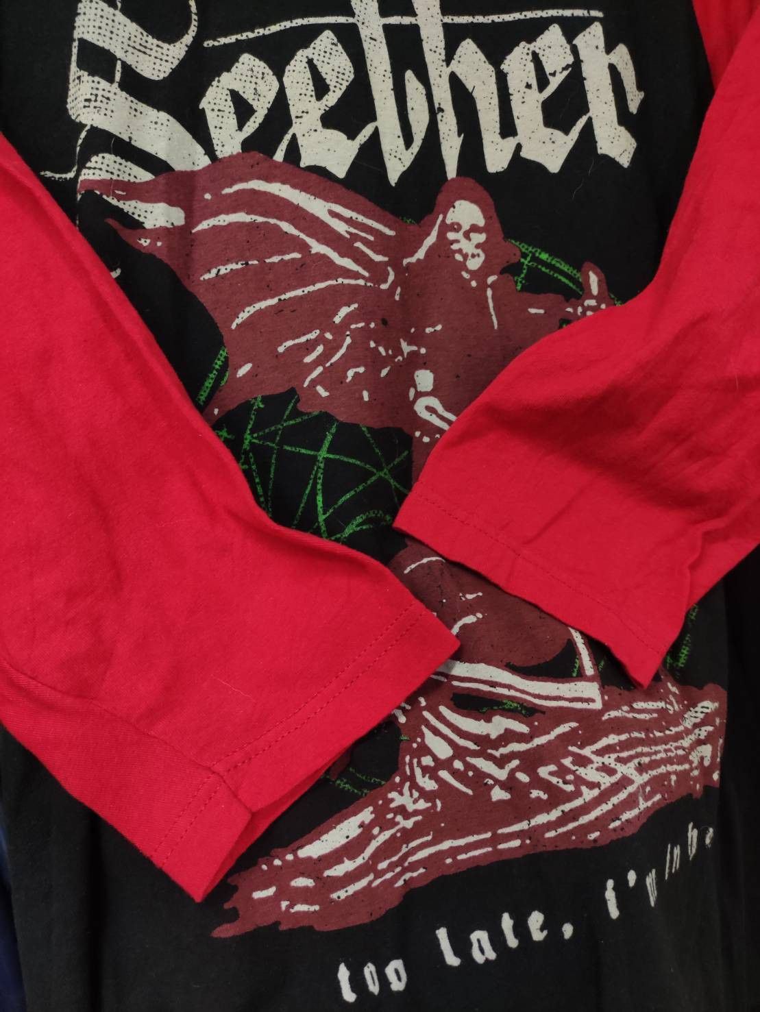 Band Tees Seether Band " Grim Reaper " Raglan 3/4 Sleeve T-Shirt Size US M / EU 48-50 / 2 - 6 Thumbnail