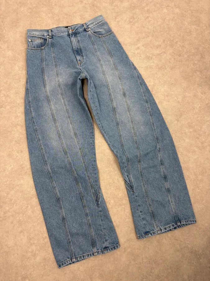 Mugler AW2025 Mugler Spiral Oversized Blue Denim Jeans Size US 33 - 5 Thumbnail