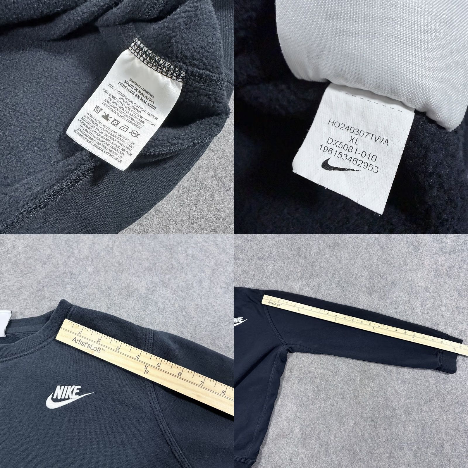 Nike Nike Vtg Embroidered Swoosh Long Sleeve Pullover Sweatshirt Mens XL Black Size US XL / EU 56 / 4 - 10 Thumbnail