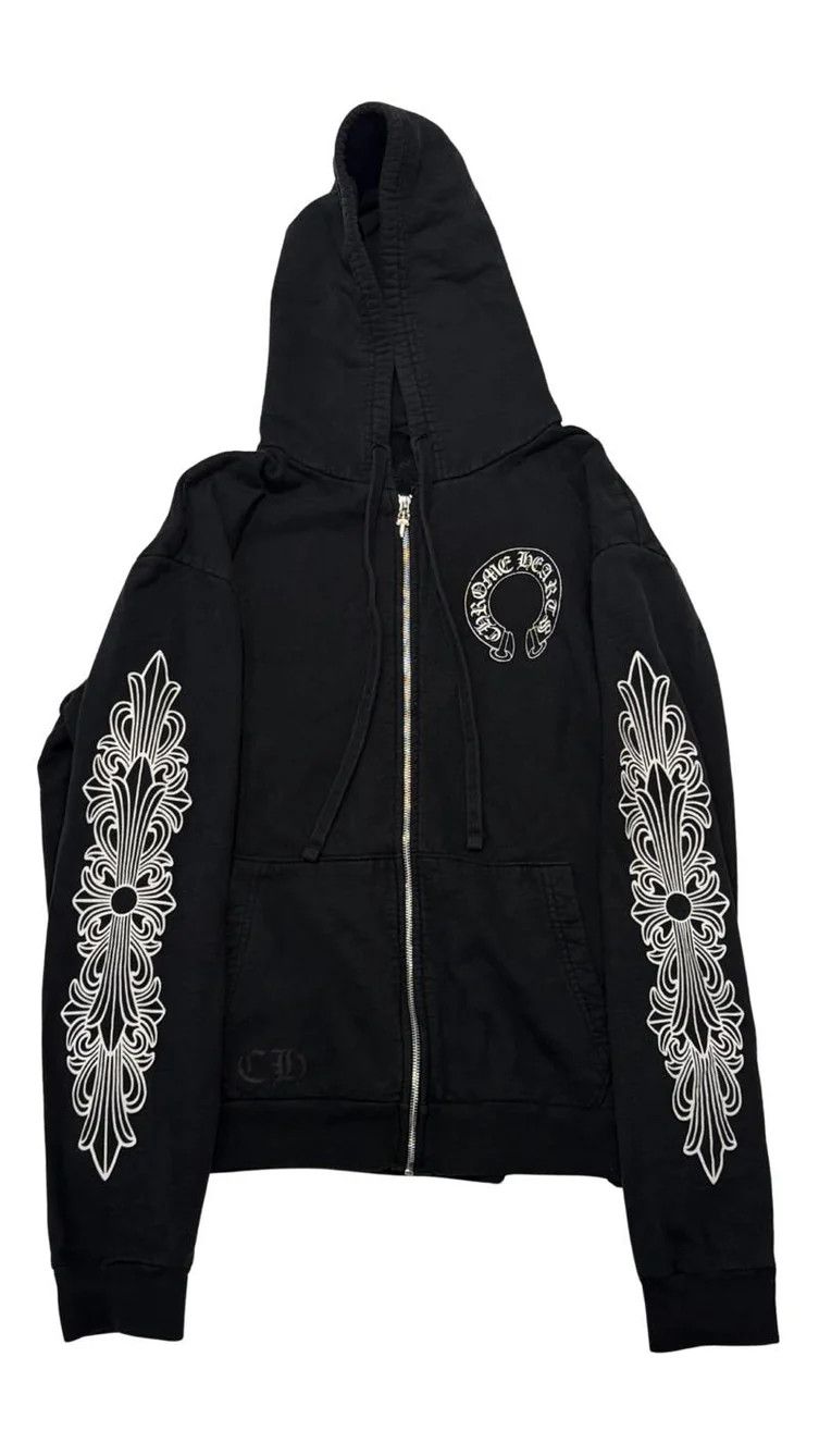 Chrome Hearts Chrome Hearts Floral Horseshoe Logo Zip-Up Hoodie Black Size US L / EU 52-54 / 3 - 1 Thumbnail