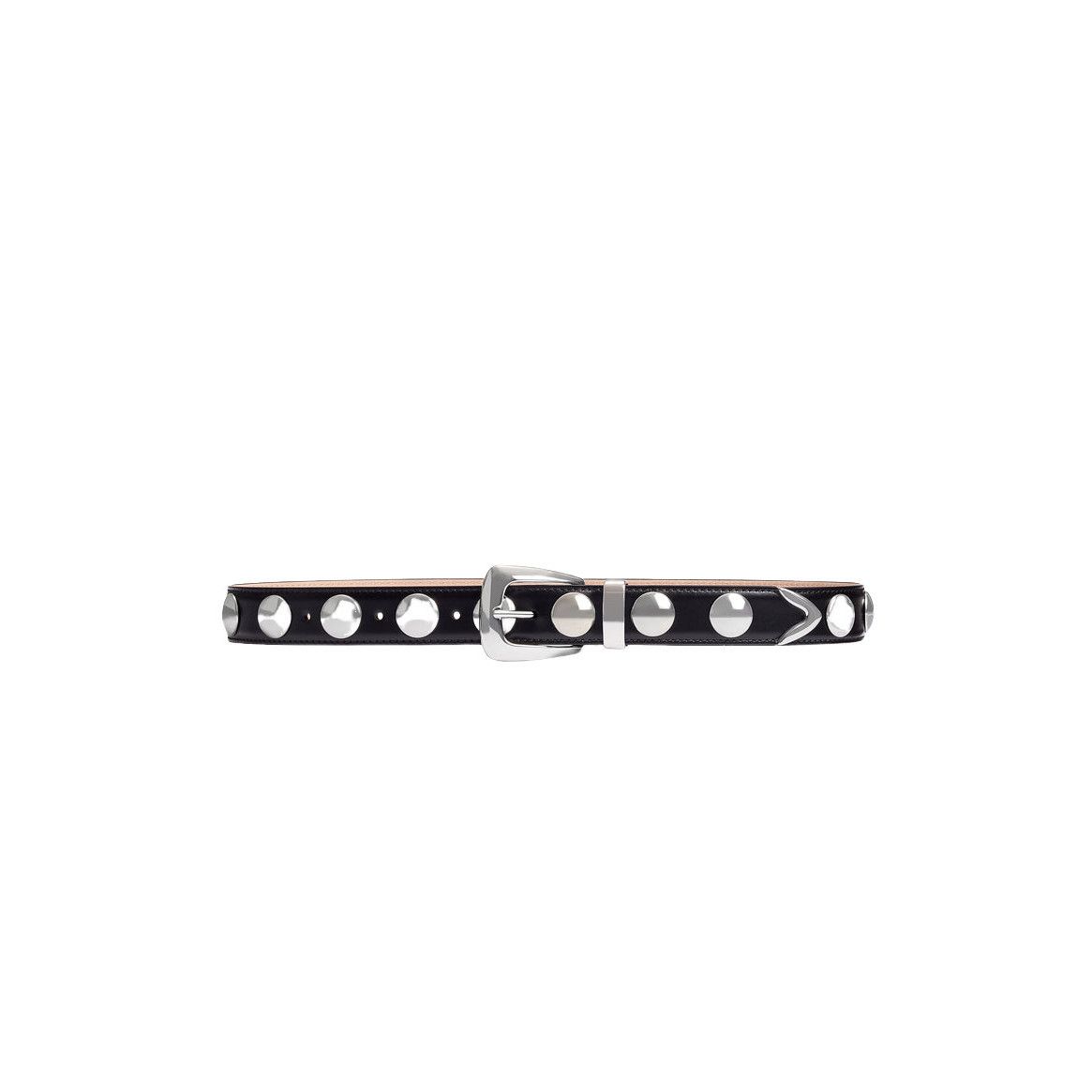 KHAITE Benny Black Leather And Silver 30mm Studs Belt New/Au