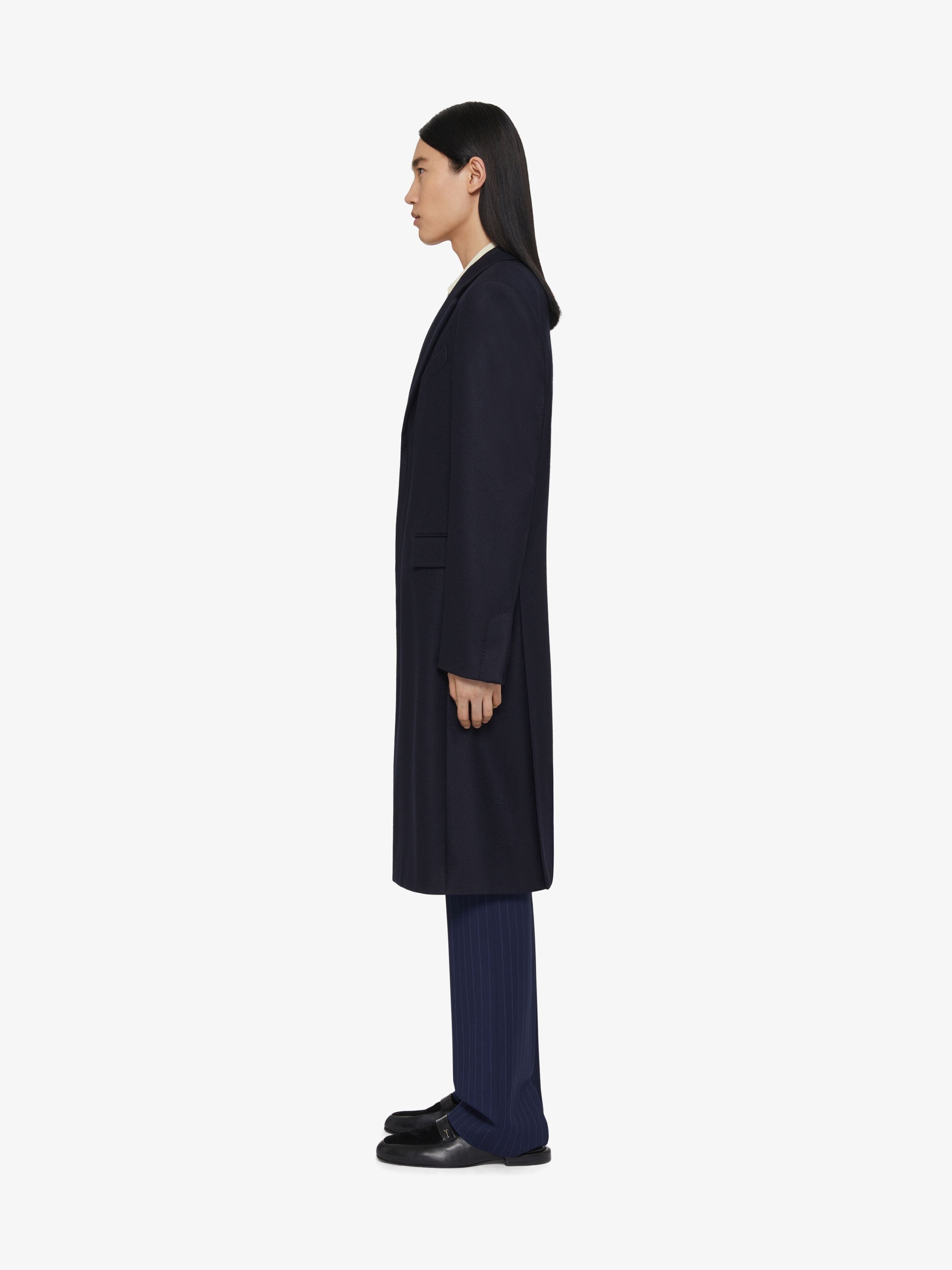 Givenchy o1w1db10925 Fitted Long Coat in Blue Size US L / EU 52-54 / 3 - 3 Thumbnail