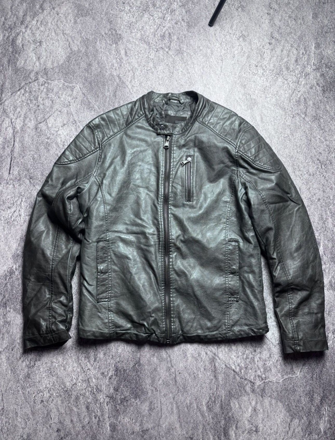 Pre-owned Avant Garde Krader Y2k Archival Japan Designer Style Biker Jacket In Asphalt