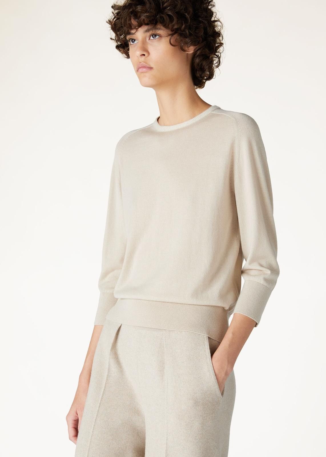 Loro Piana o1srvl11e0125 FAO1842 Kiso Crewneck Sweater in Beige Size M / US 6-8 / IT 42-44 - 4 Thumbnail