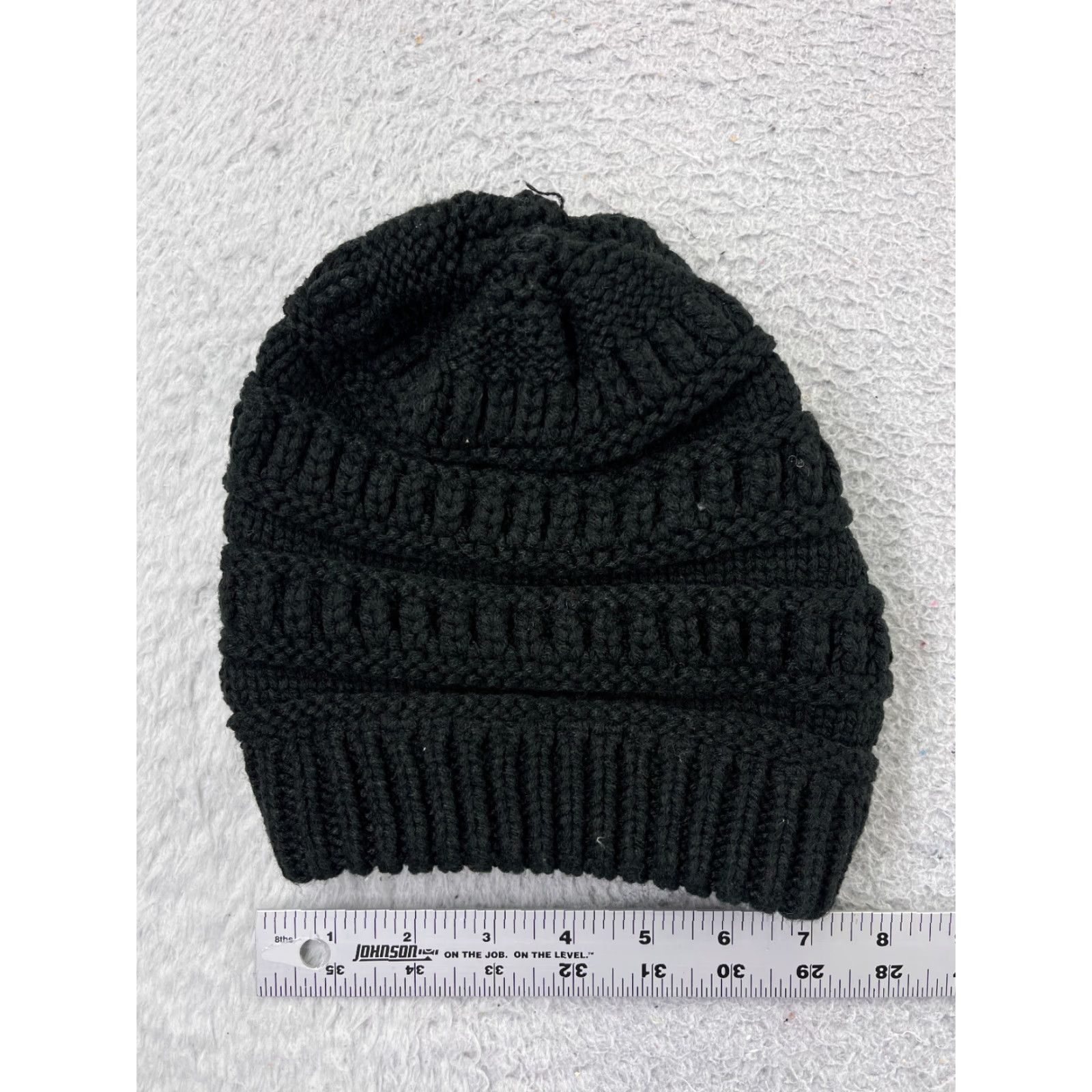 Vintage Beanie Hat Womens One Size Black Cable Knit 100% Acrylic Winter Ski Size ONE SIZE - 3 Thumbnail