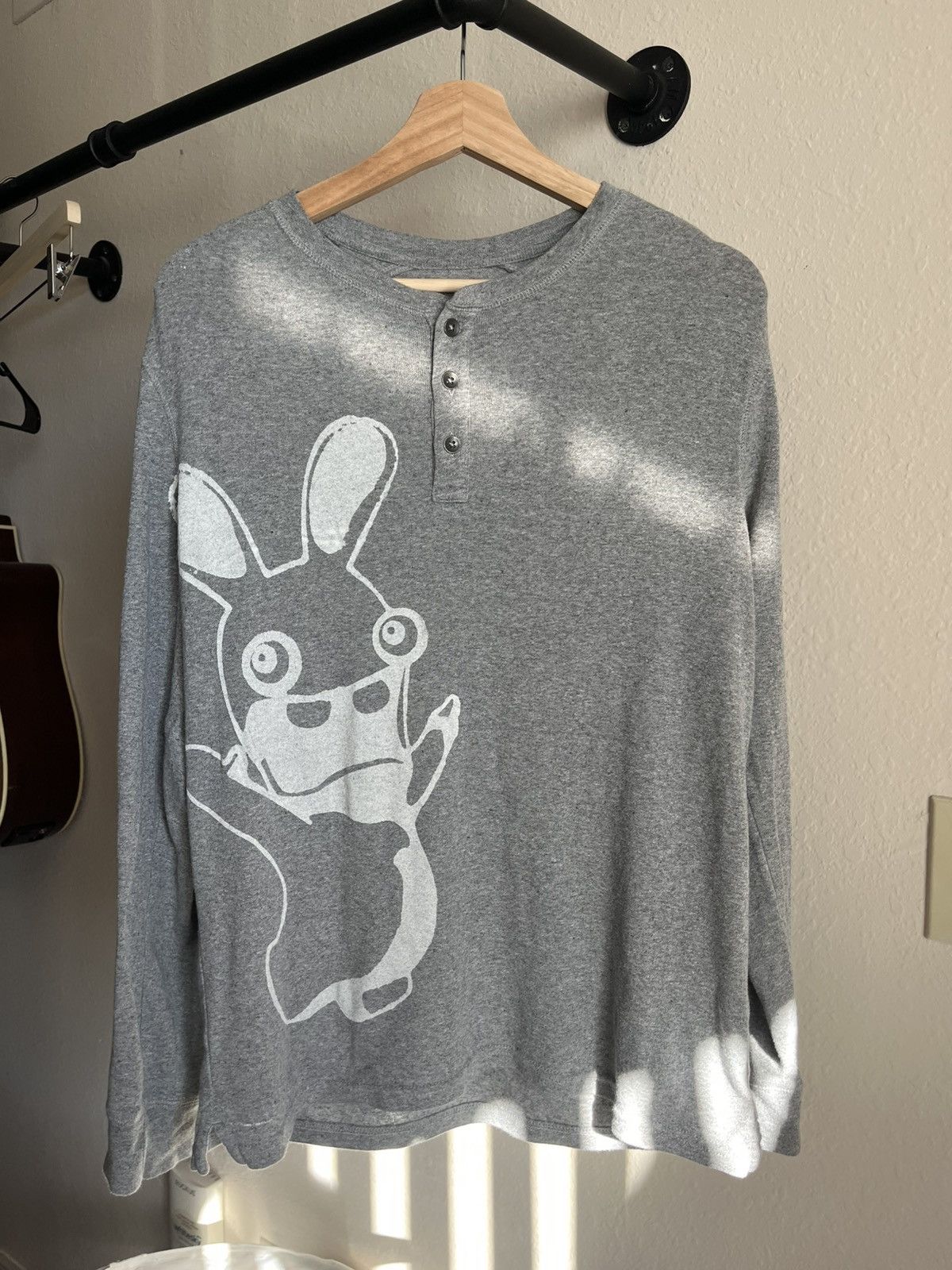 Other Custom Rabbids Graphic Henley Long Sleeve Tee (Grey) M Size US M / EU 48-50 / 2 - 1 Thumbnail