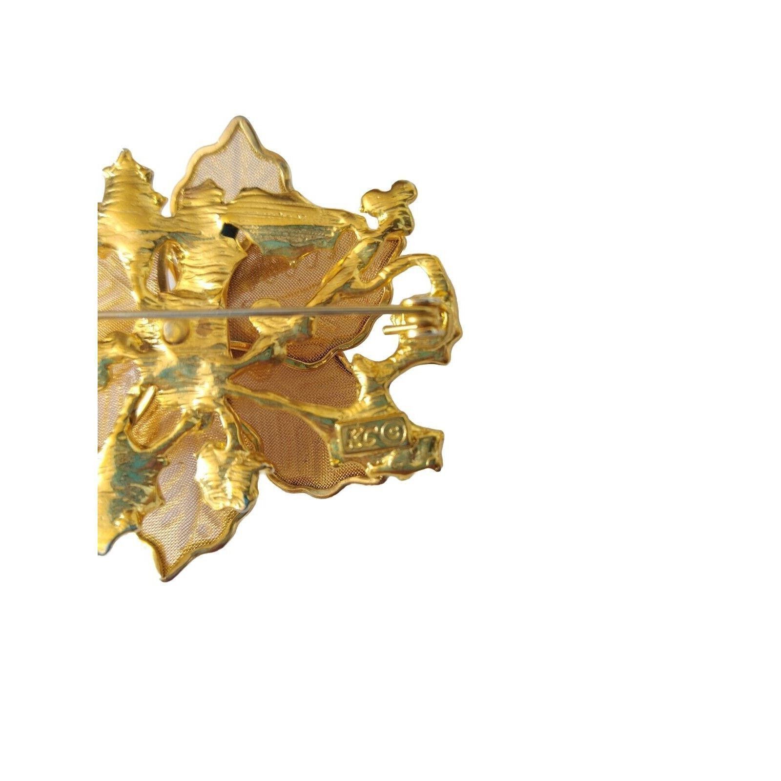 The Unbranded Brand KC Women's Flower Brooch Pin Gold Tone Enamel Designer Size ONE SIZE - 4 Thumbnail