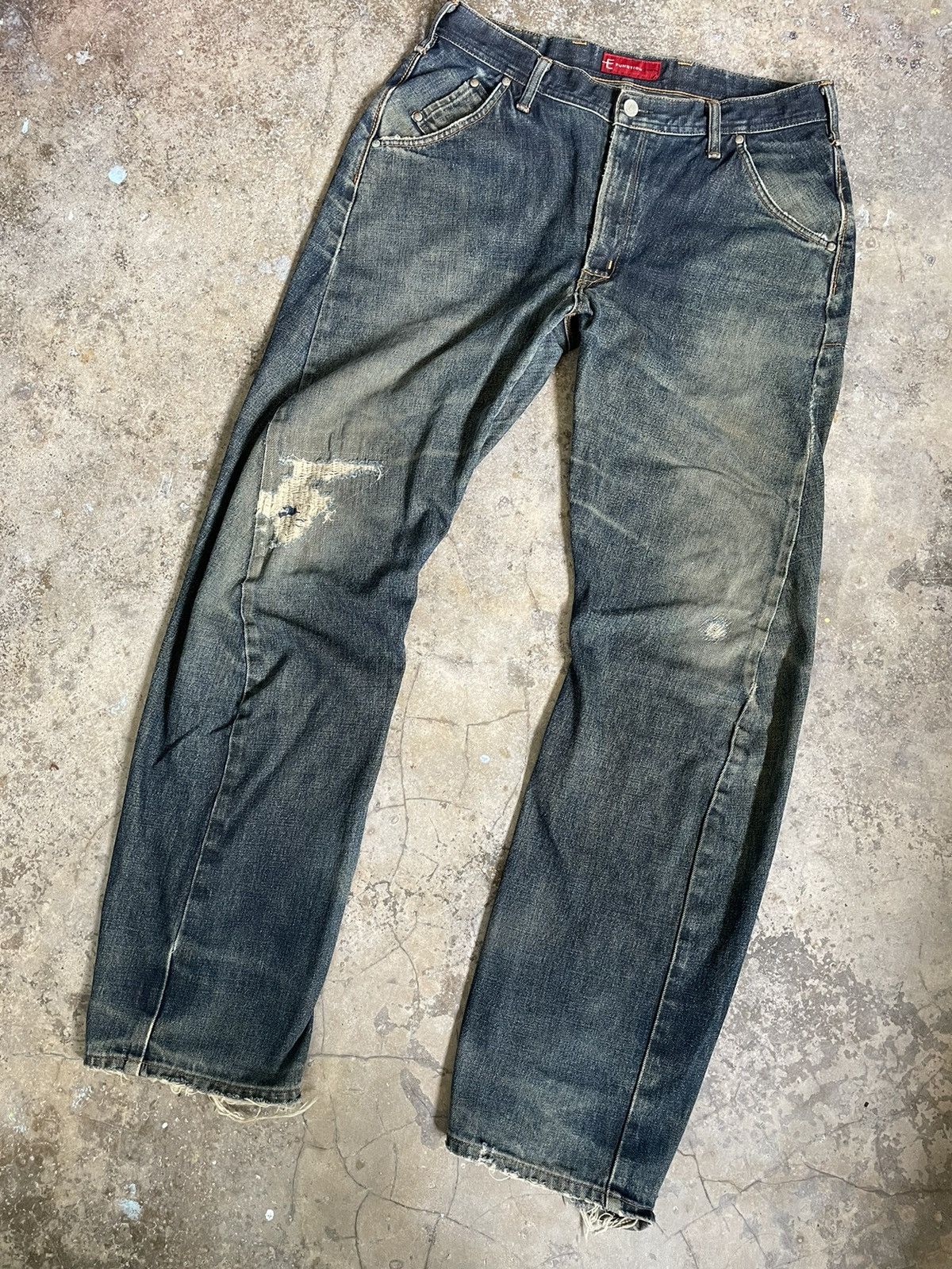 Edwin Vintage Edwin E Function Curved Leg Faded Distressed Pants Size US 33 - 1 Thumbnail